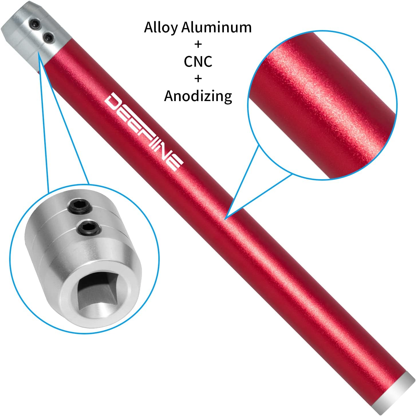 DEEFIINE 2PCS Carbide Wood Lathe Truning Tools Grip Handle, Accept 10Mm Square Turning Tool Bar (Black and Red) image number 5