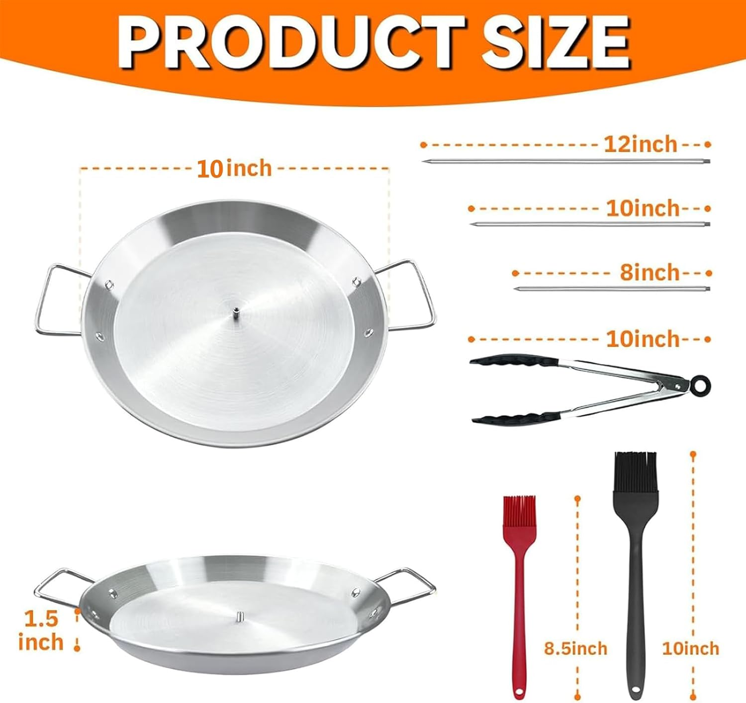 Al Pastor Skewer for Grill, Brazilian Spit Stand with 3 Removable Skewers (8&rdquo;, 10&rdquo;, 12&rdquo;) & Barbecue Tongs and 2 Brushes, Brushes, Perfect for Tacos Al Pastor, Shawarma, Kebabs, Smoker, BBQ, Oven image number 2