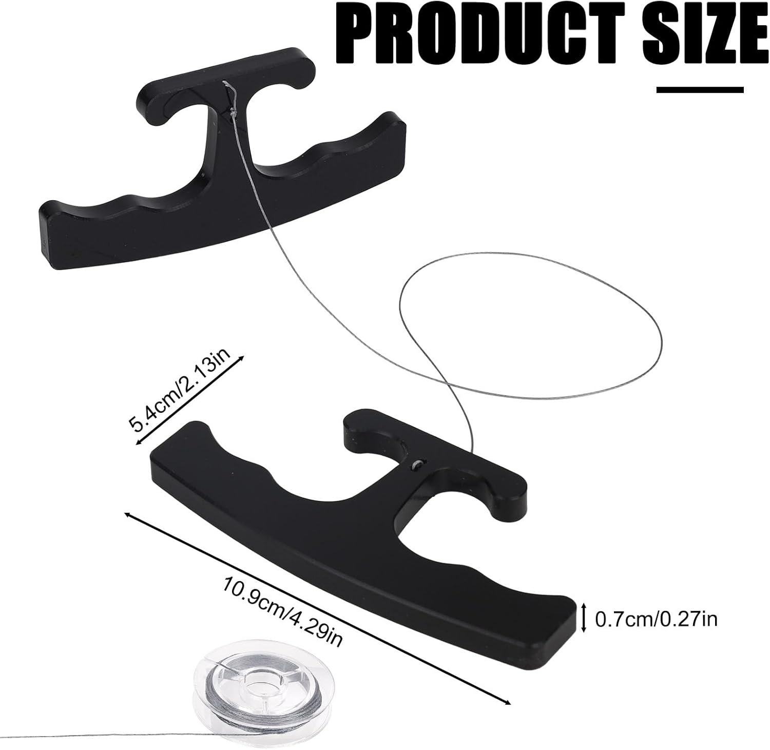 Car Emblem Removal Tool Wrap Tools, Plate Line Badge Remover with Spare Nylon Line Ergonomic Handle Debadge Tool for Vehicle Logos Nameplates Paste Signs (Black) image number 2