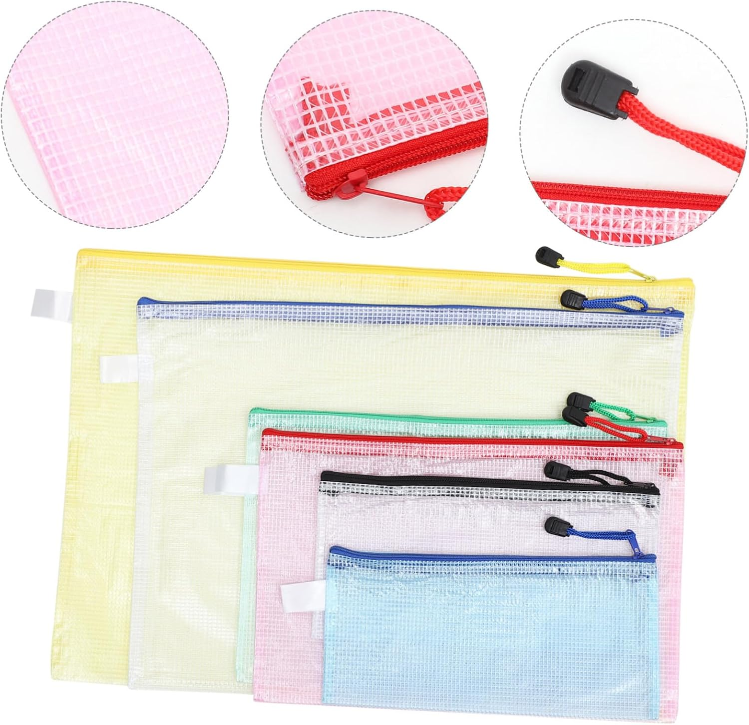 HONMEET 20Pcs Zipper File Pouch Waterproof Document Storage Bag for Office School Use Visible Design PVC Zipper Pouches Educational Supplies image number 4