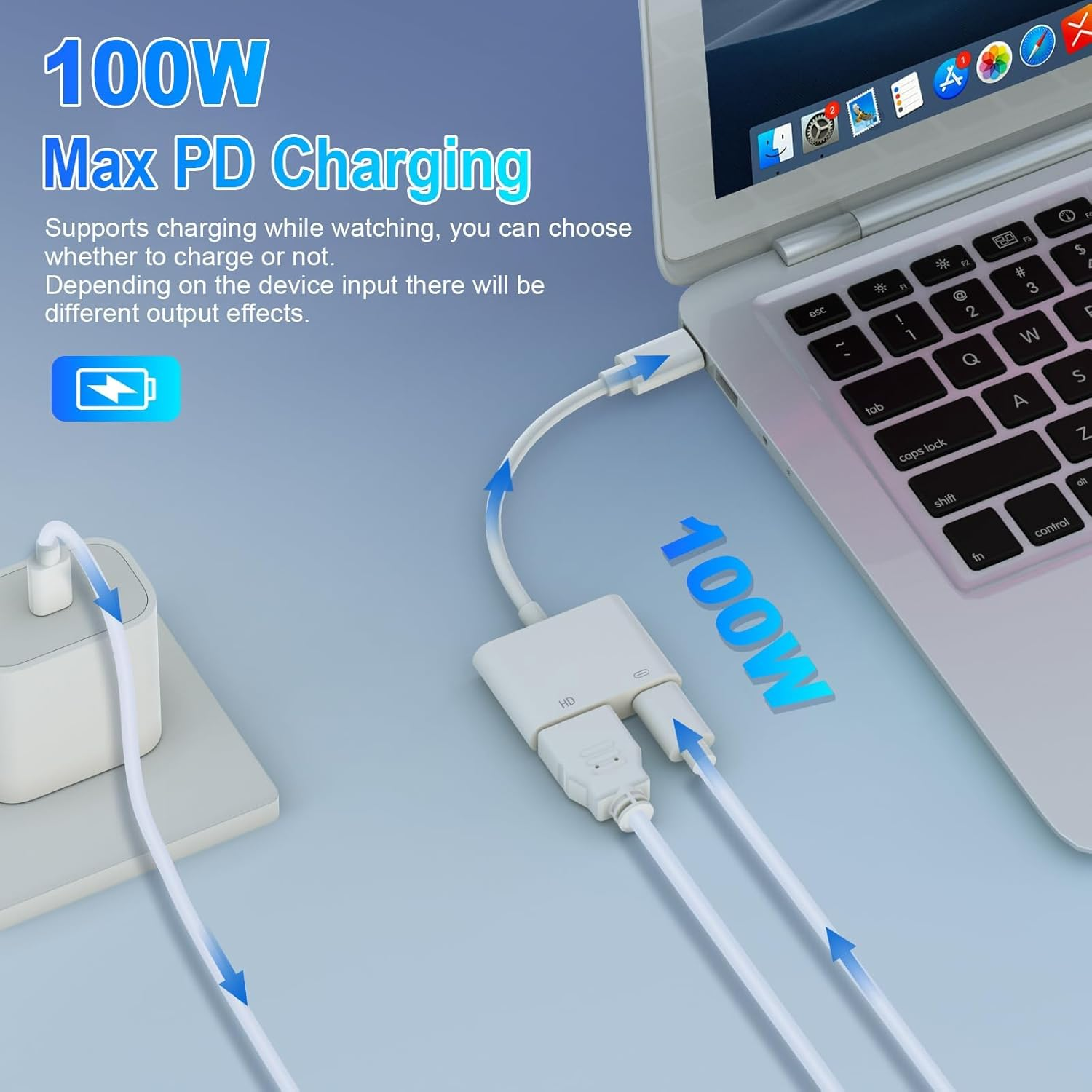 USB-C to HDMI Adapter, 4K Type-C to HDMI Adapter with 100W Charging HD Video Audio Sync Screen Converter AV Adapter for Iphone 16/15 Series Ipad Macbook, More USB-C Phones Tablet Laptop Etc image number 6