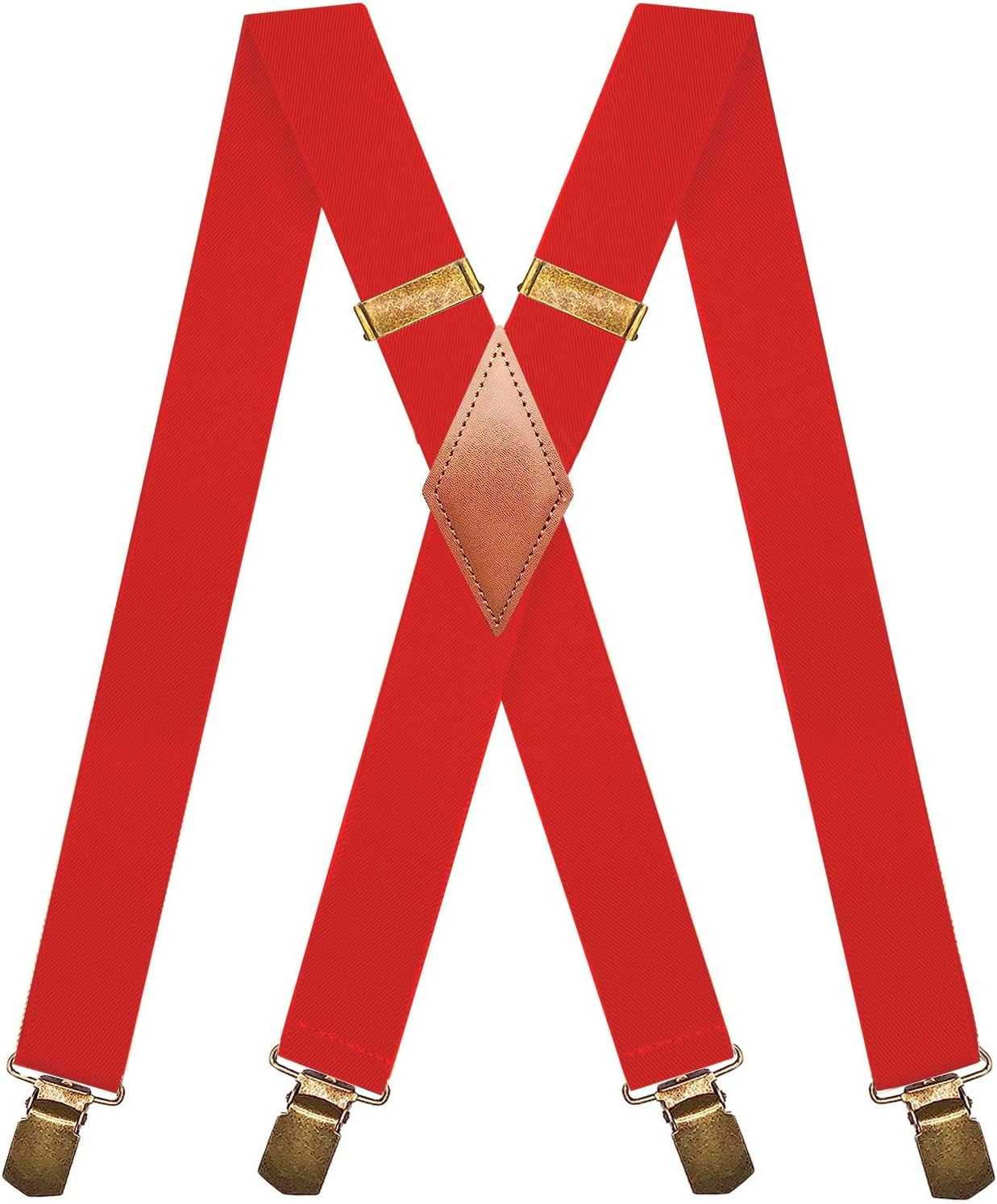 MENDENG Trucker Side Clip Suspenders X-Back 1 1/2" Wide Adjustable Braces Gift
