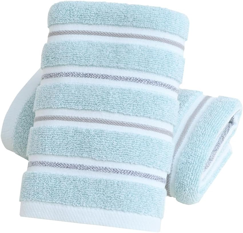 Yiluomo Yellow Hand Towel Set of 2 Ribbed Striped Pattern 100% Cotton Soft Absorbent Decorative Hand Towel for Bathroom 13 X 29 Inch