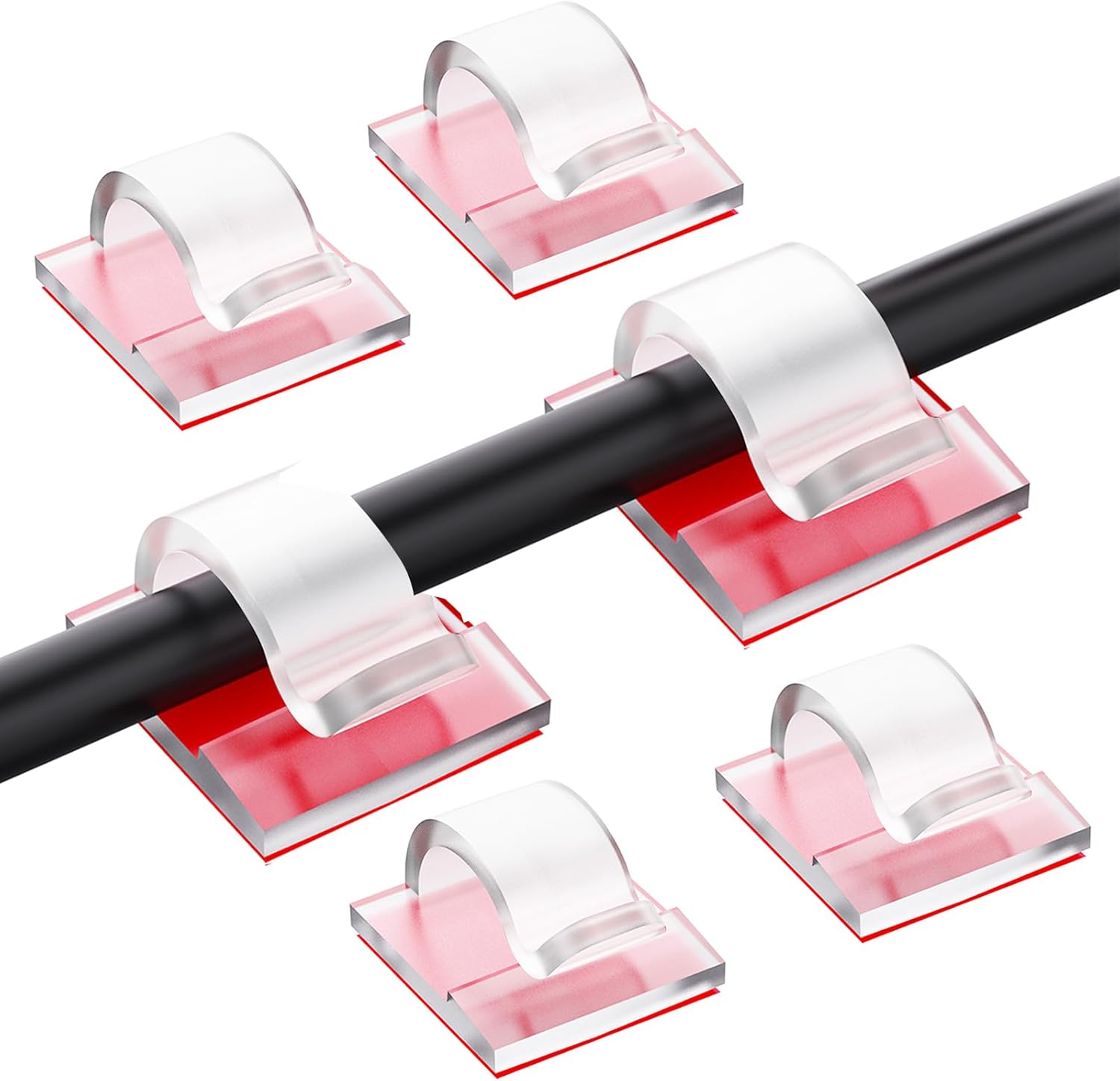 100 Pcs Cable Clips Self Adhesive，Cable Organiser for USB Charging Cable, Power Cords, Office Home Cable Holder for Cable Tidy Management, Christmas Light Hooks Fairy Light Decorations(Black）