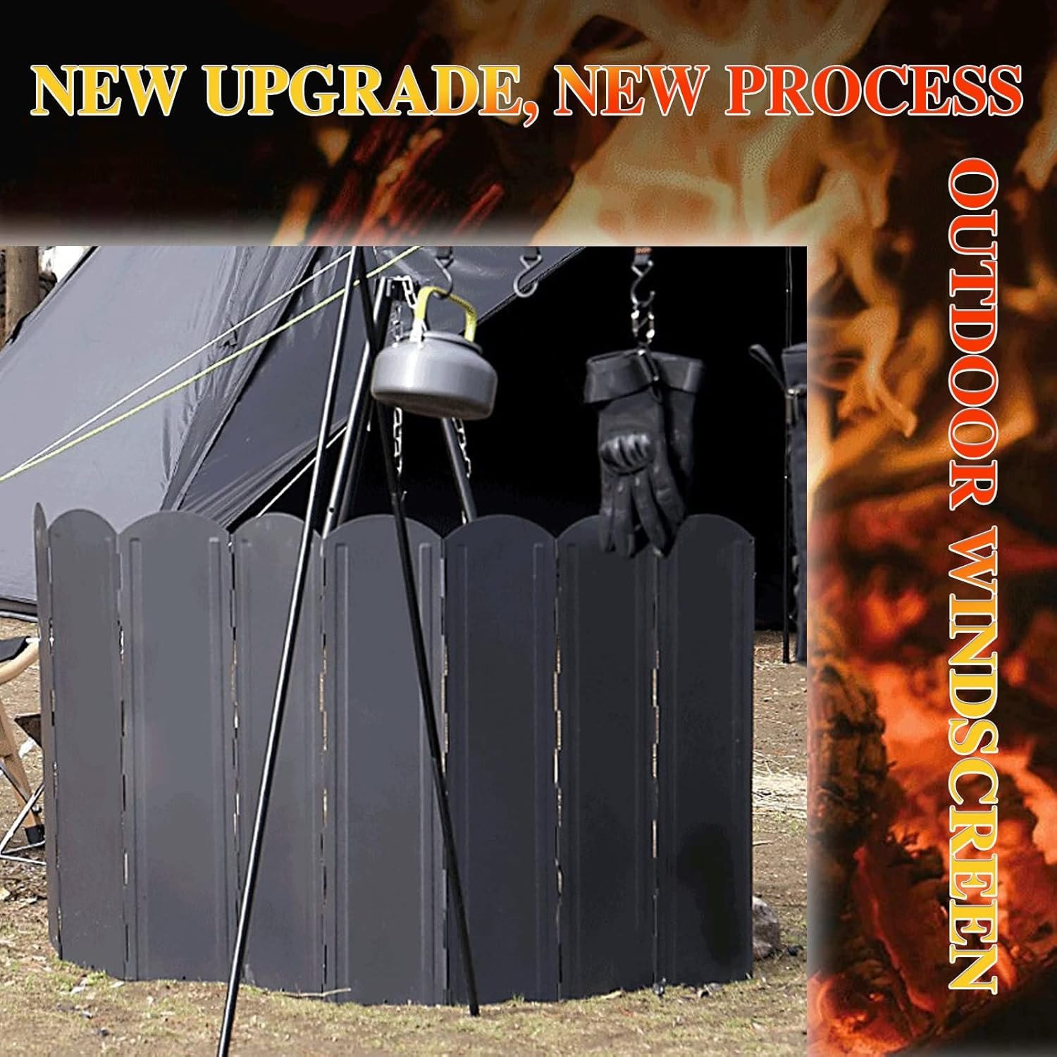 Camping Stove Windshield, Folding 8 Plates Stove Windscreen Stainless Steel Camping Stove Windshield with Storage Bag for Outdoor Cooking/Picnic-50Cm