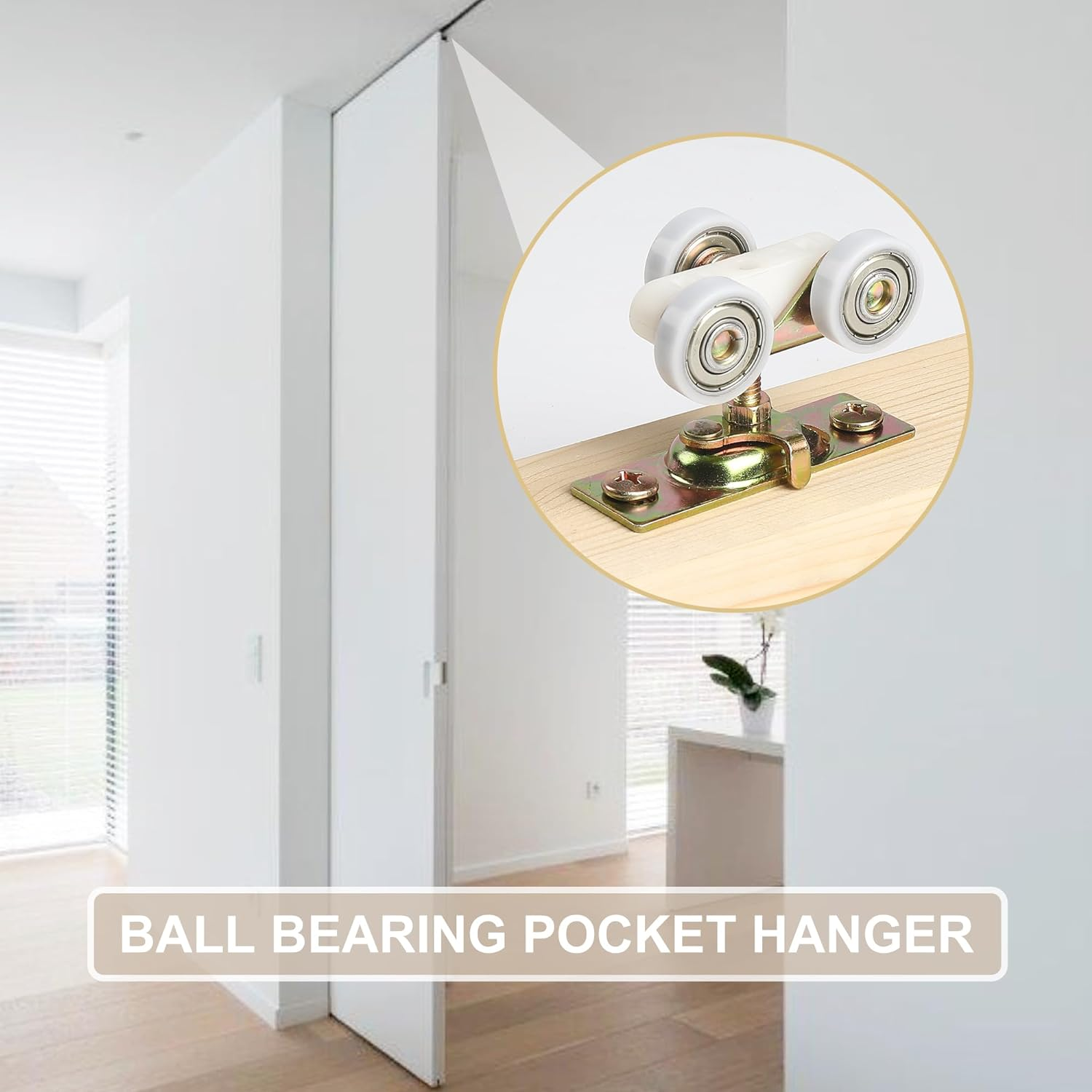 Maxxgeek Sliding Pocket Door Top Hanger Rollers Fit Johnson Part #1125 & #1500 Hardware Kit, 1'' Nylon Ball Bearing Wheels, 200Lbs Weight Capacity, 2 Pack image number 3