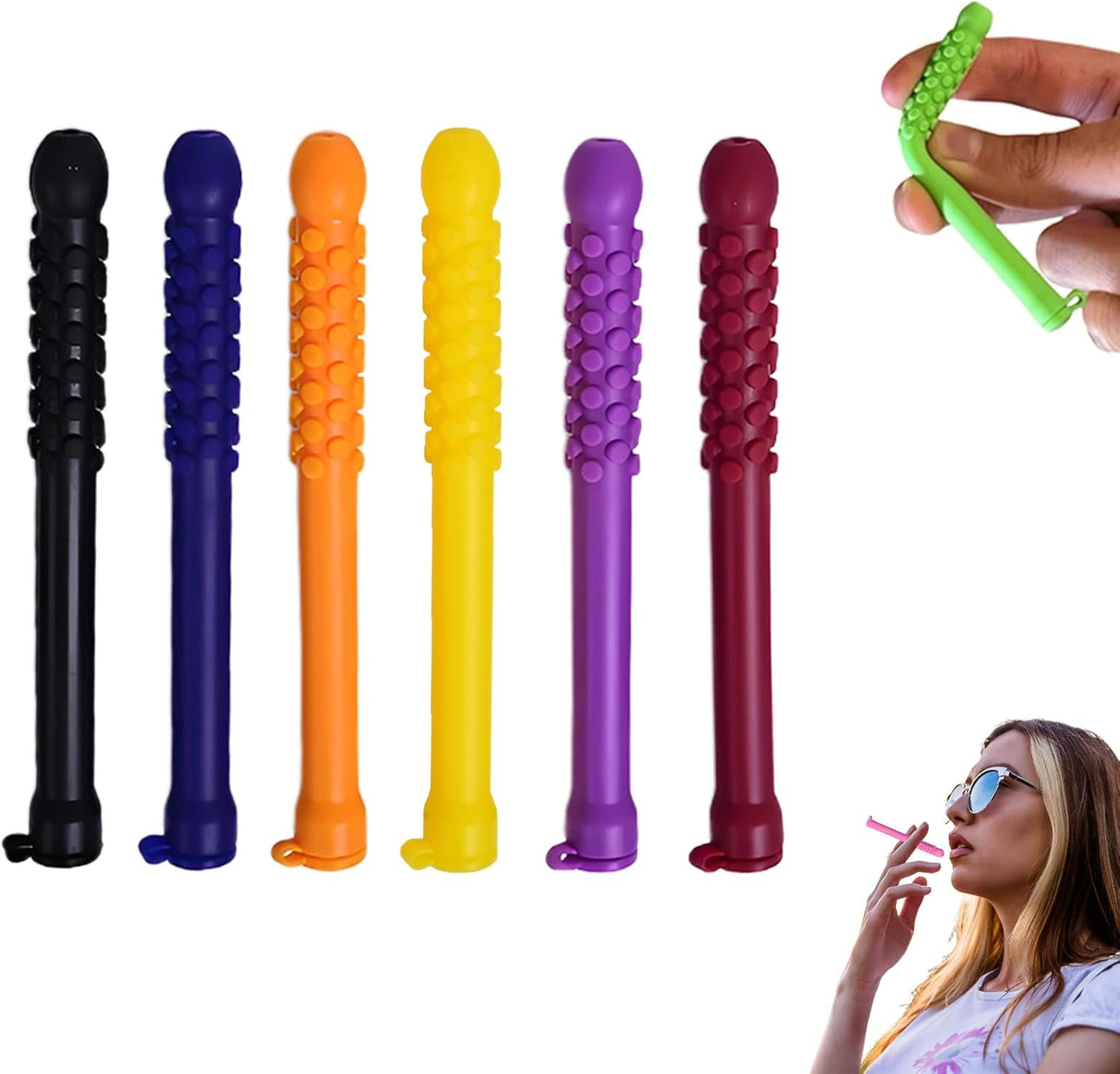 6PCS Chewable Essential Oil Breath Stick, Essential Oil Breather, Quit Smoking Chew Sticks, Can Taken Anywhere for Focus Clear, Natural Alternative to Reduce Urge (B)