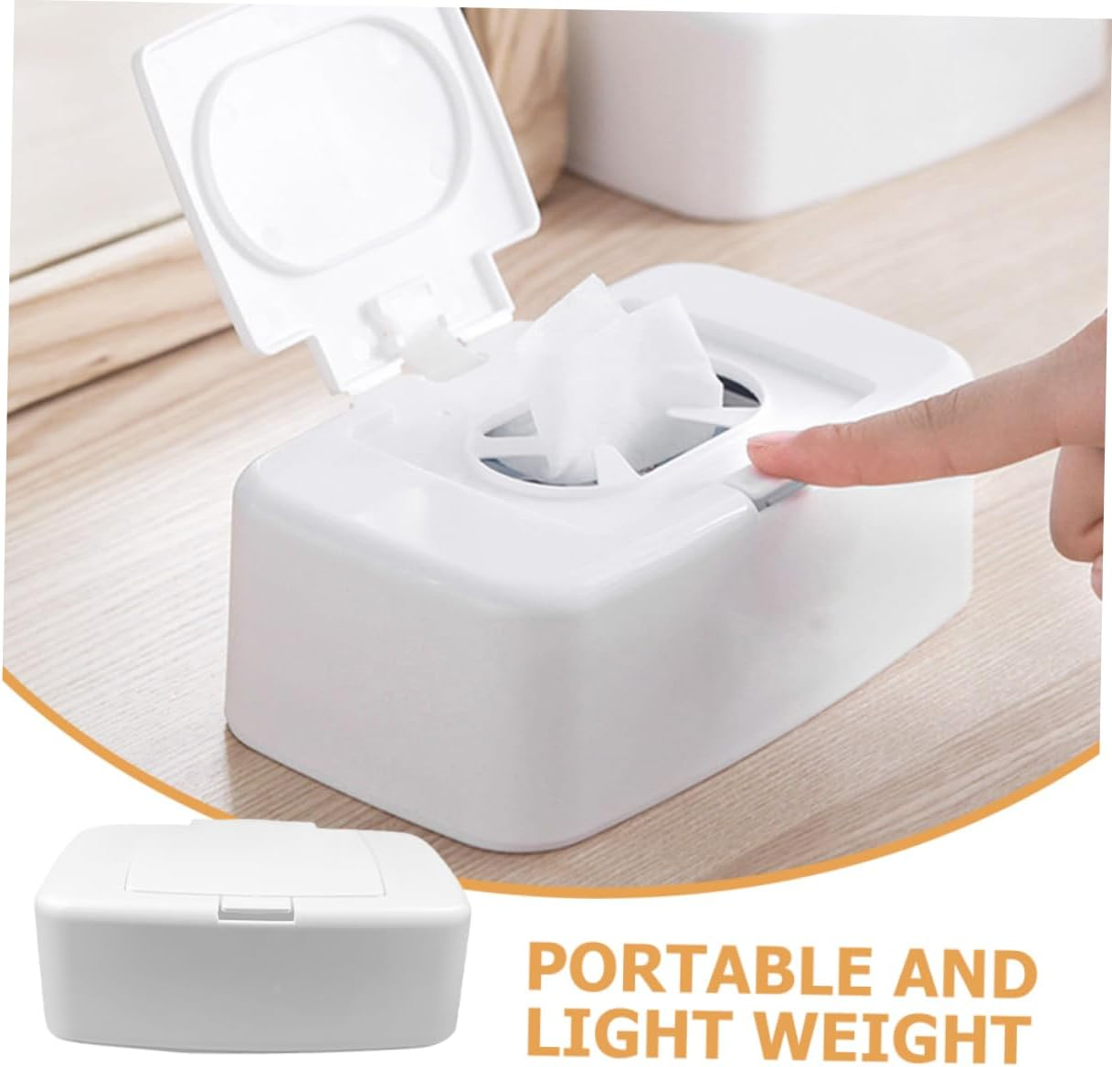 Portable Wipes Dispenser and Refillable Wipe Container Set Button Push Design for Living Room Bedroom and Nursery 4Pcs White Storage Box image number 5