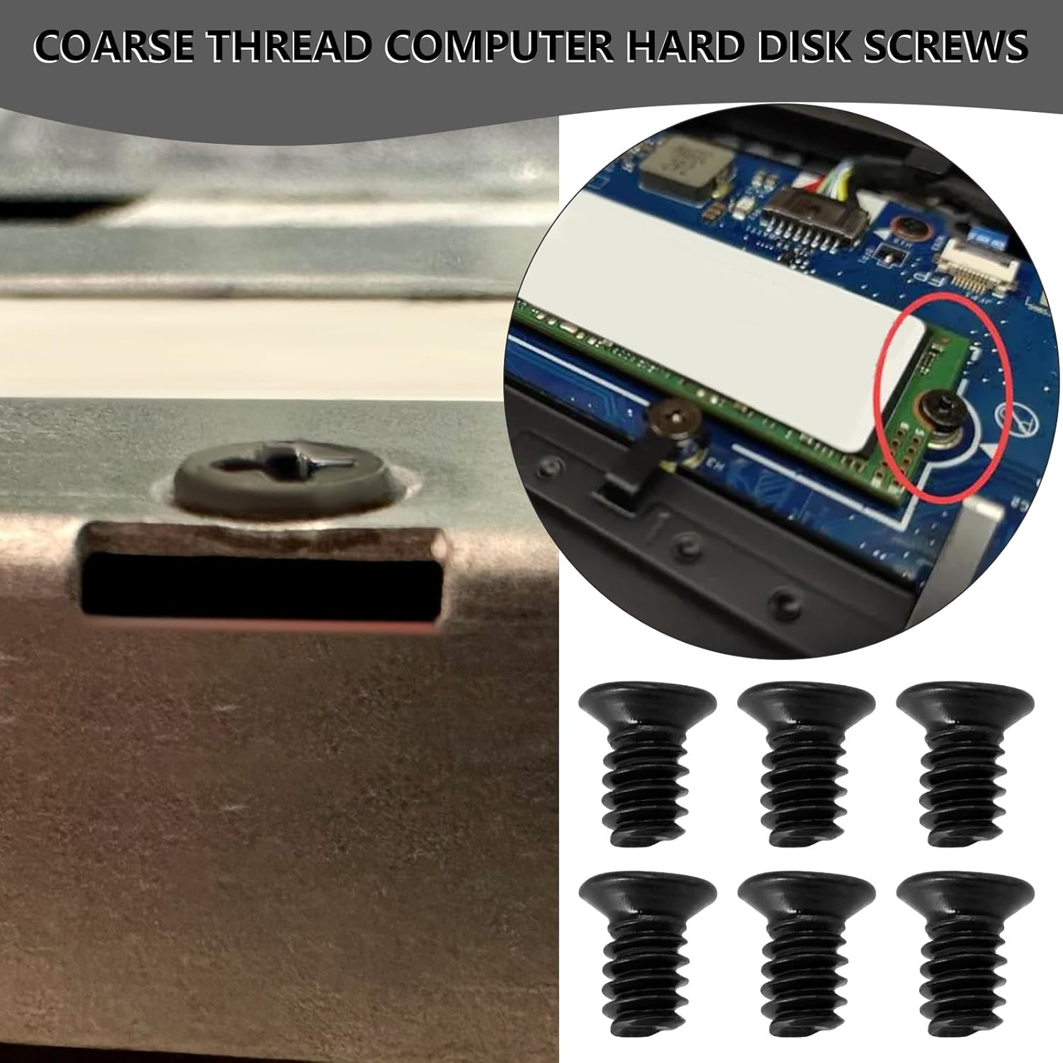 Ecsing 100Pcs Black Countersunk Head Screw Flat Phillips Head 3.5X6Mm Suitable for 3.5-Inch Computer PC Hard Disk Drives(Unc 6-32)