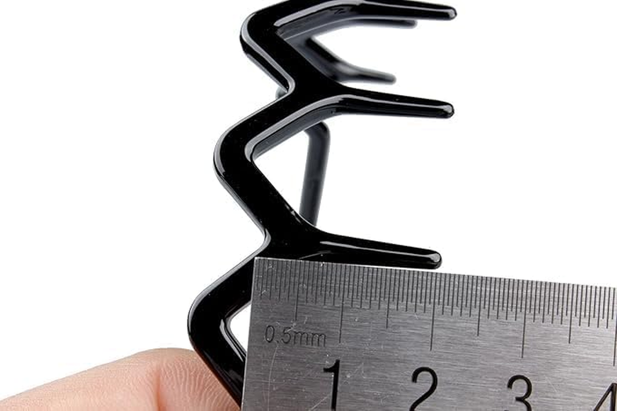 Set of 2 Zig Zag Black Plastic Sharks Tooth Hair Comb Headband image number 5