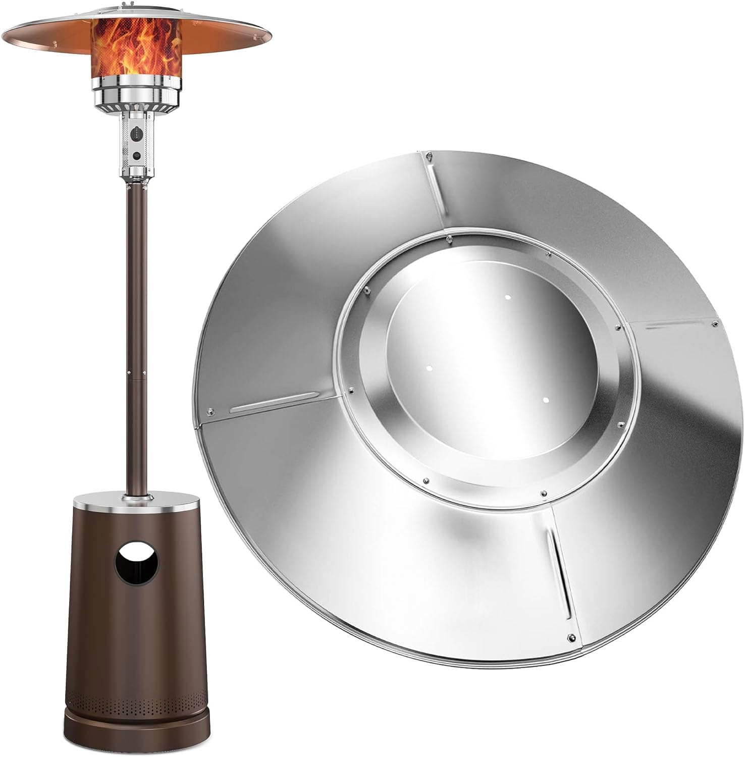 Outdoor Patio Heater Reflector Shield - Upgraded 33" Aluminum Heat Dome Replacement Part for Propane Heaters - round 3-Hole Mount
