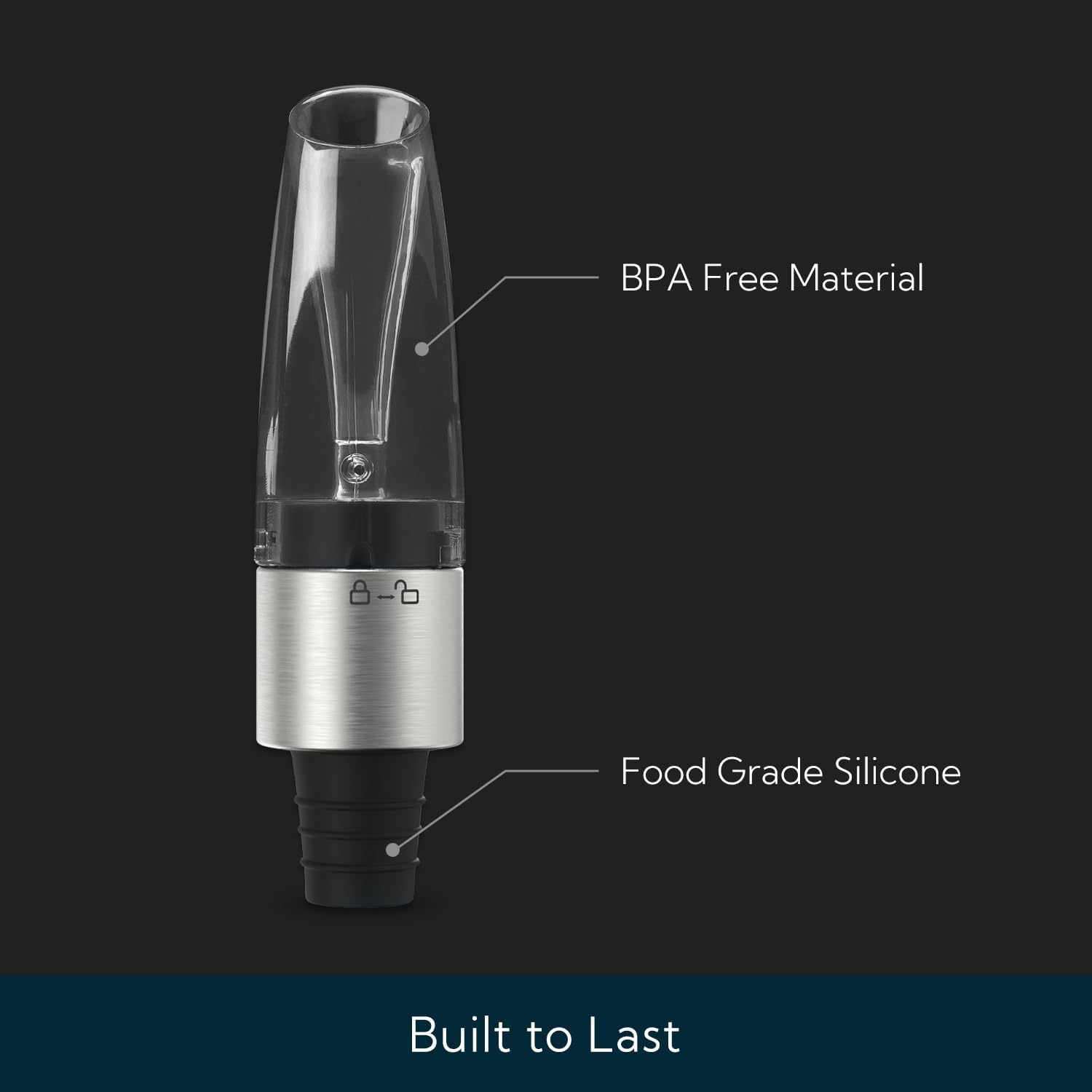 KITCHENDAO 2-In-1 Wine Aerator Pourer and Stopper, Premium Wine Air Aerator Pourer Decanter Spout Dispenser No Drip or Spill, Improve Taste and Bouquet Instantly - Dishwasher Safe, BPA Free, Black image number 4