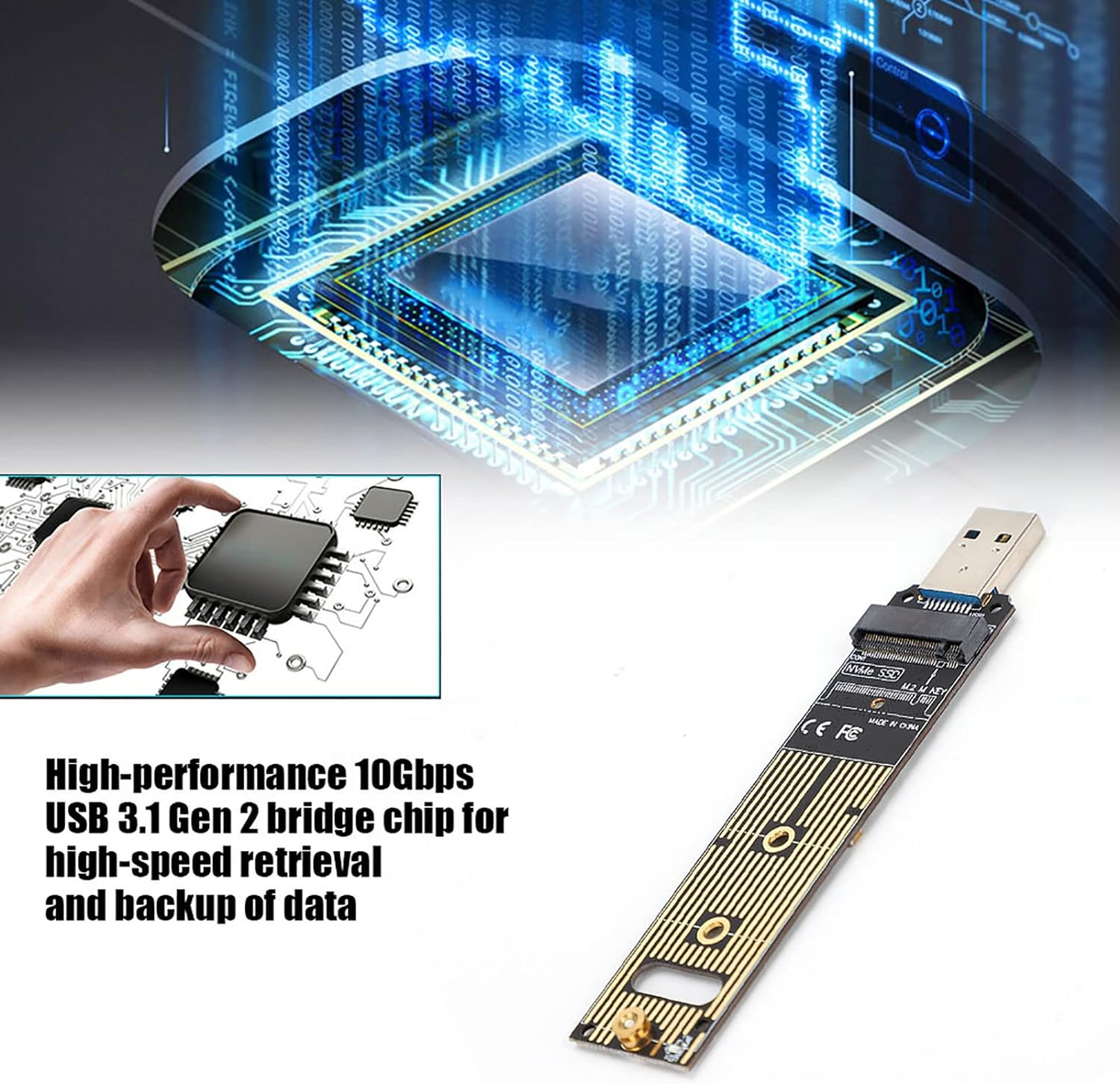 M.2 to USB Adapter, 10Gbps USB 3.1 Gen 2 Converter Reader, M.2 NVME SSD to USB Adapter Board for Galaxy 970 Series,960 Series,Crucial NVME SSD image number 5