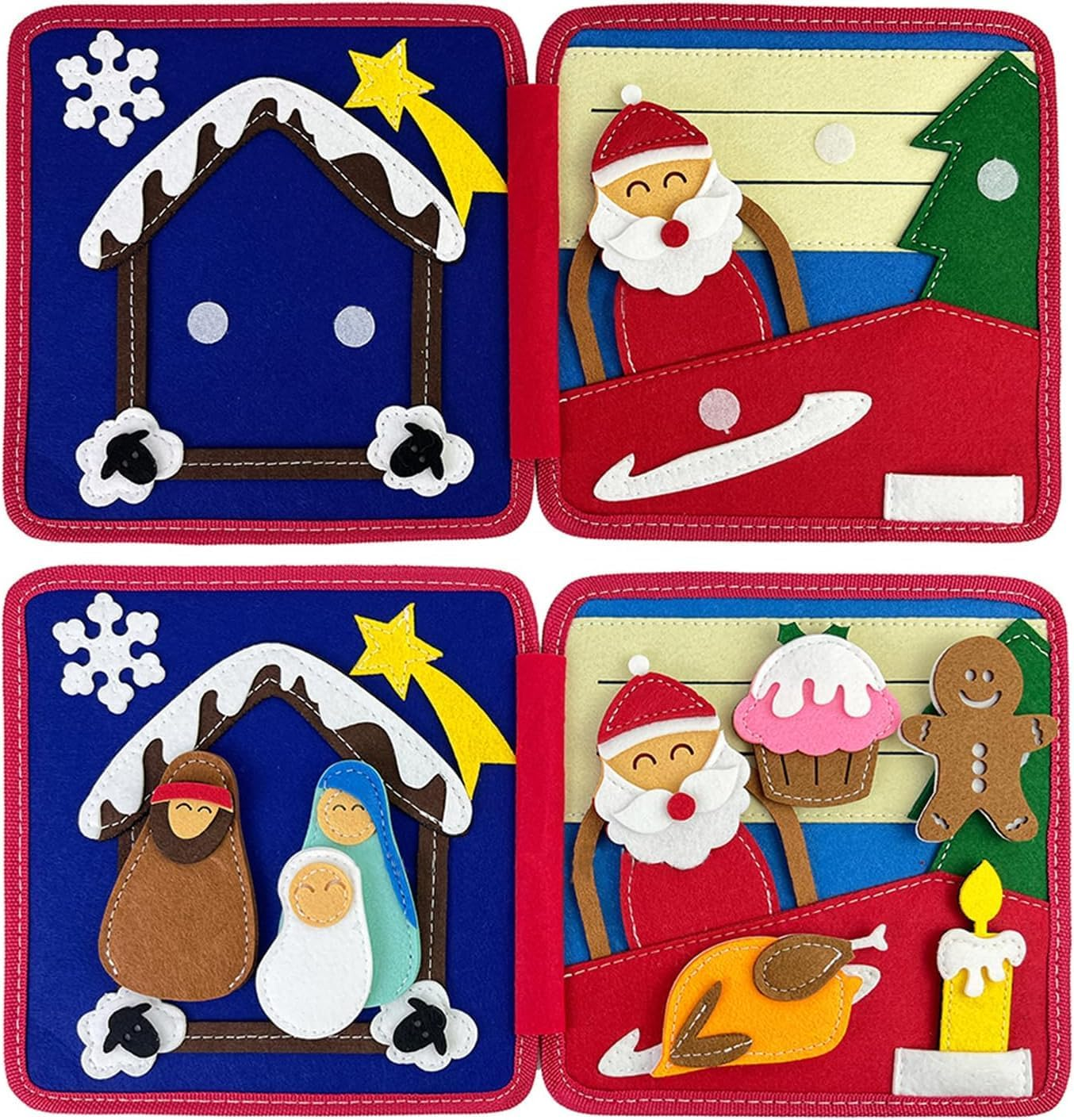 Busy Book Quiet Book for Toddlers Christmas Theme Montessori Toys Busy Board for Baby Felt Activity Book for Toddlers