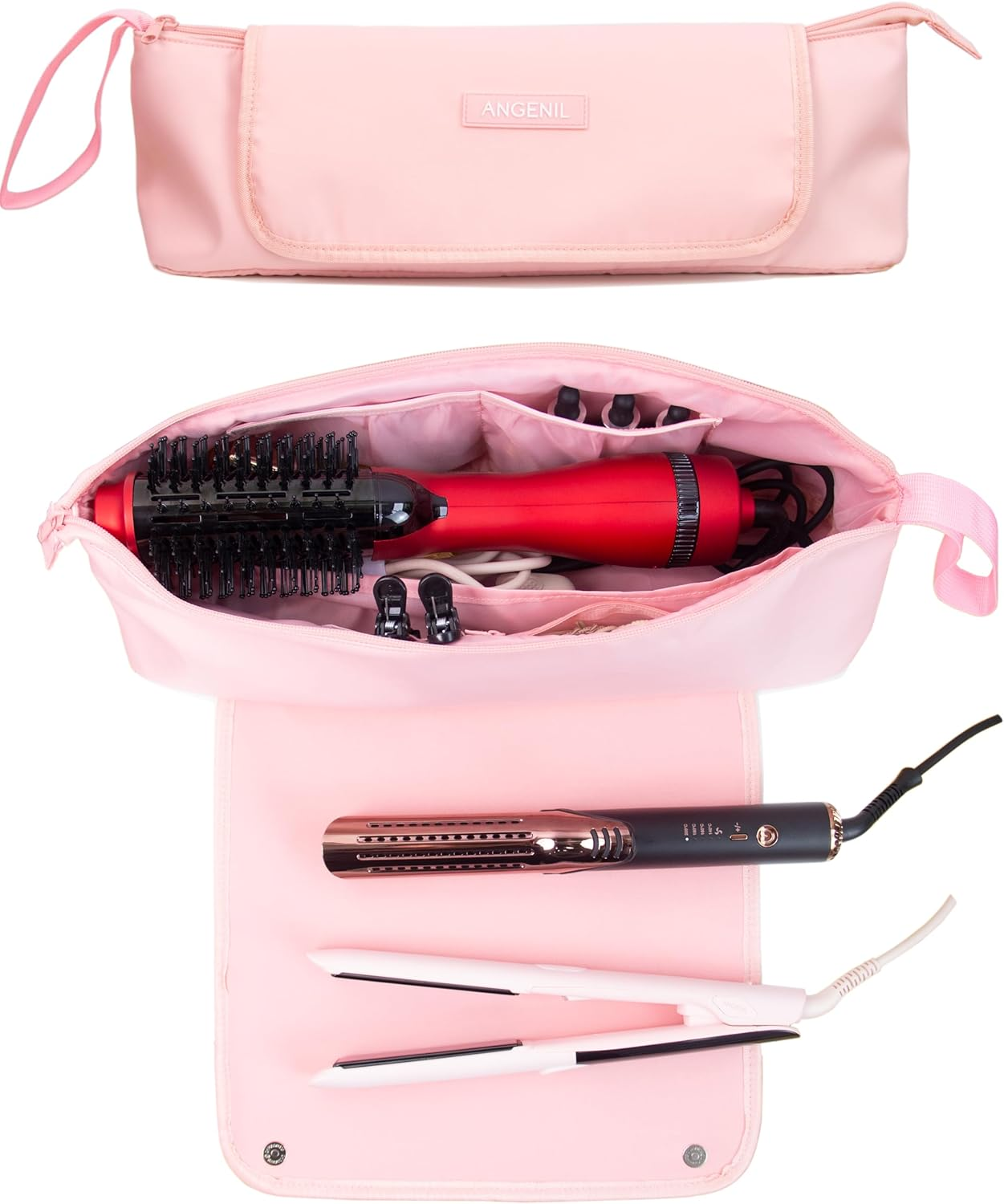 ANGENIL Hair Straighteners Curls Heat Resistant Pad and Curling Iron Set Hair Tools Travel Bag 2 in 1 for Hair Straighteners, Hair Styling Tools, Hair Dryer, Hair Tools Heat Resistant Bag Large