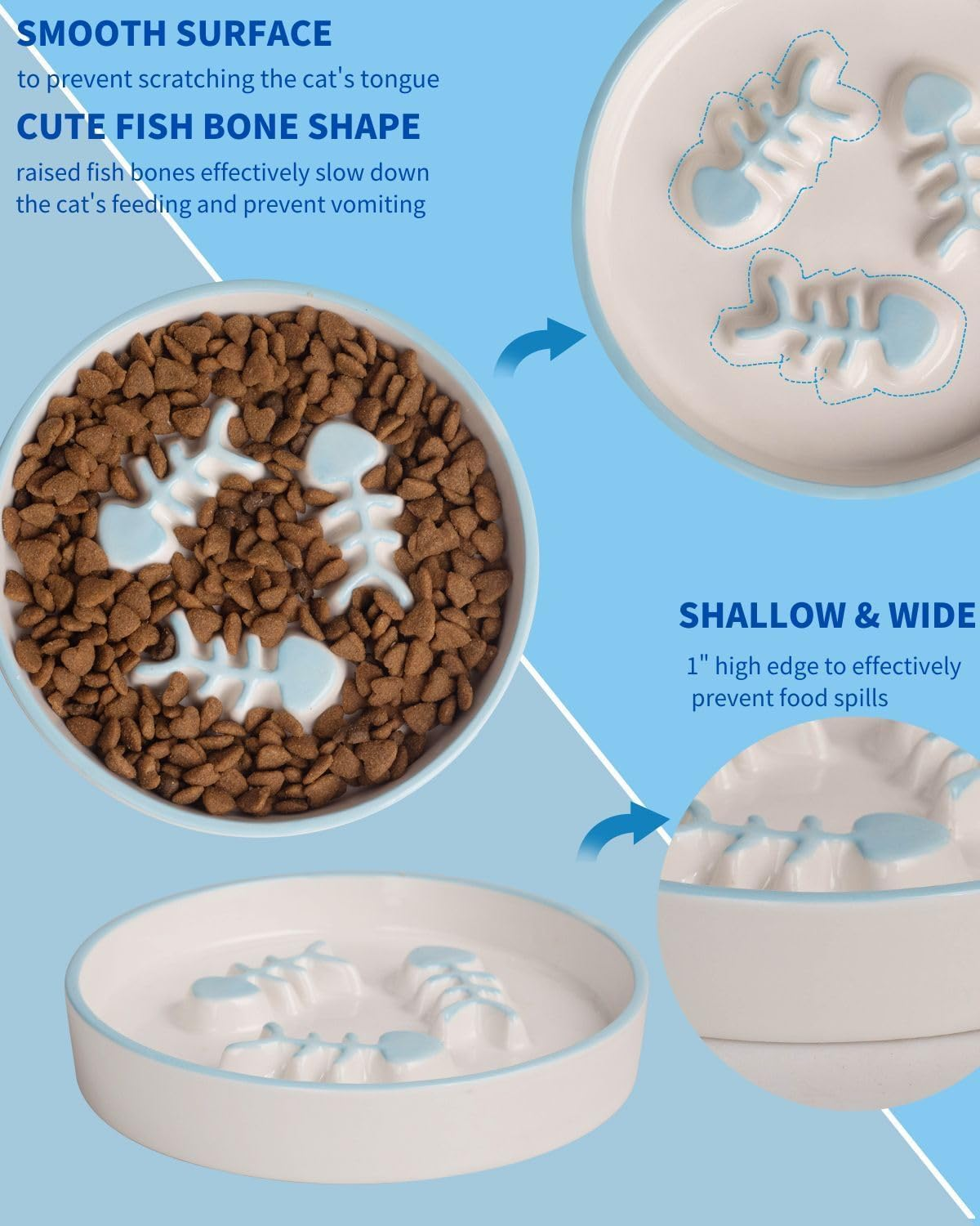 Cat Slow Feeder Bowl: Raised Design for Improved Eating, Anti-Vomit, Promotes Digestion, and Prevents Obesity - Slow down Your Feline Friend'S Eating Speed image number 5