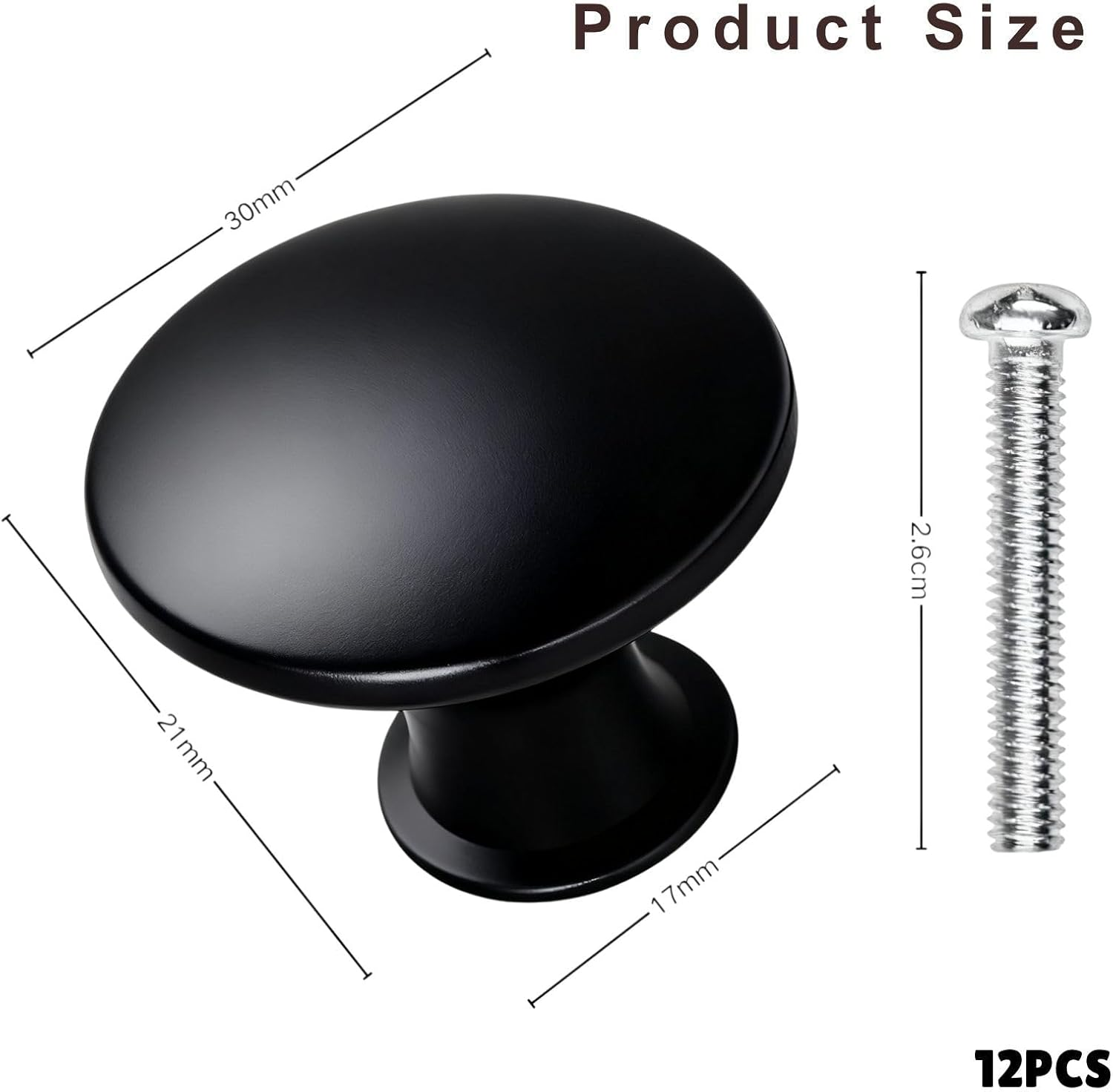 Tsunnee Vintage Cabinet Knobs Antique Brass round Drawer Handles Kitchen Cupboard Door Hardware 30Mm 12PCS (Black) image number 2