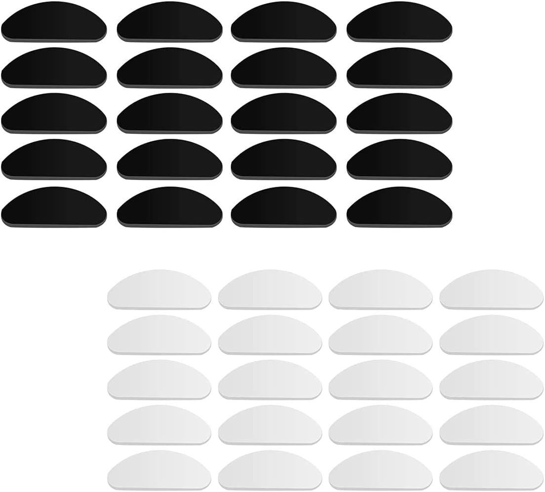 Silicone Nose Pads, 40 PCS Adhesive Anti-Slip Eyeglass Nose Pads for Glasses, Sunglasses (Clear & Black)