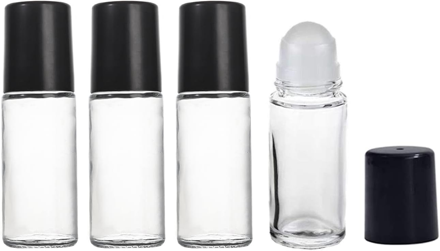 4Pcs 30Ml/1Oz Clear Glass Deodorant Roller Bottle with Plastic Roller Ball & Black Lid Deodorant Bottles Essential Oil Roller Bottles Empty Deodorant Containers for Essential Oils Deodorant image number 3