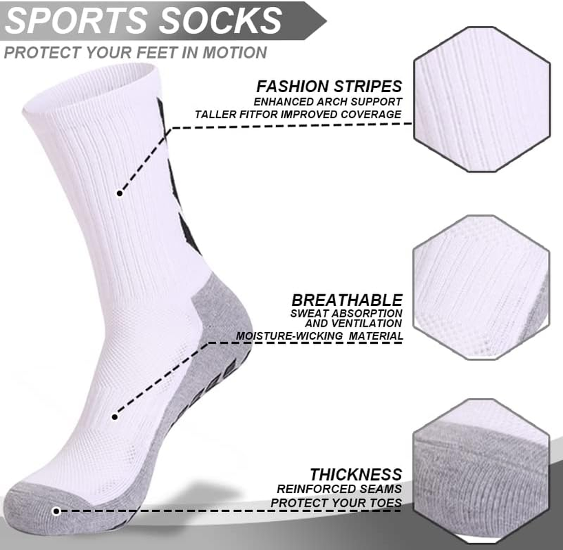MENDENG Mens Grip Socks Soccer Non Slip Socks for Men anti Slip Hospital Socks Non Skid Training Athletic Socks image number 6