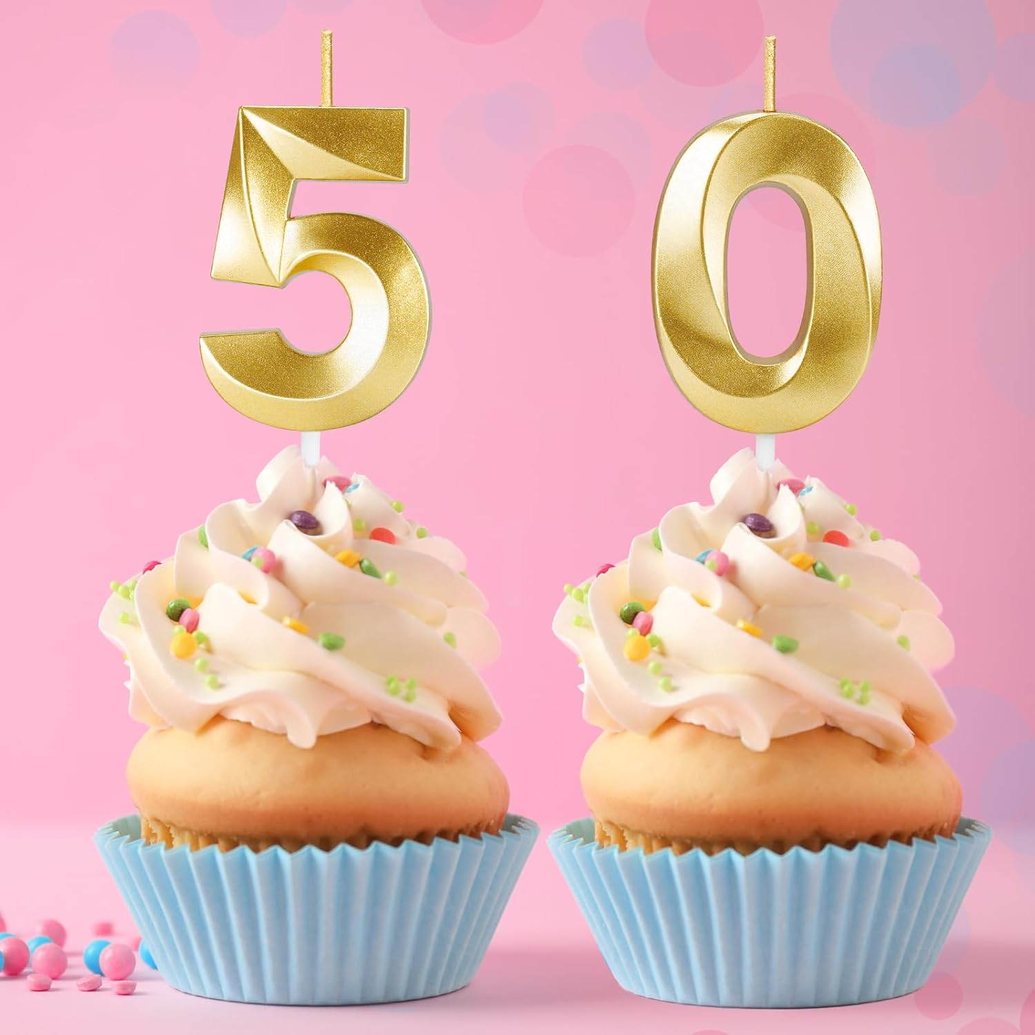 50Th Birthday Candles for Cake,Gold Number Candles for Happy Birthday Cake Toppers,Birthday Decorations for Her Him Party Anniversary Wedding image number 2