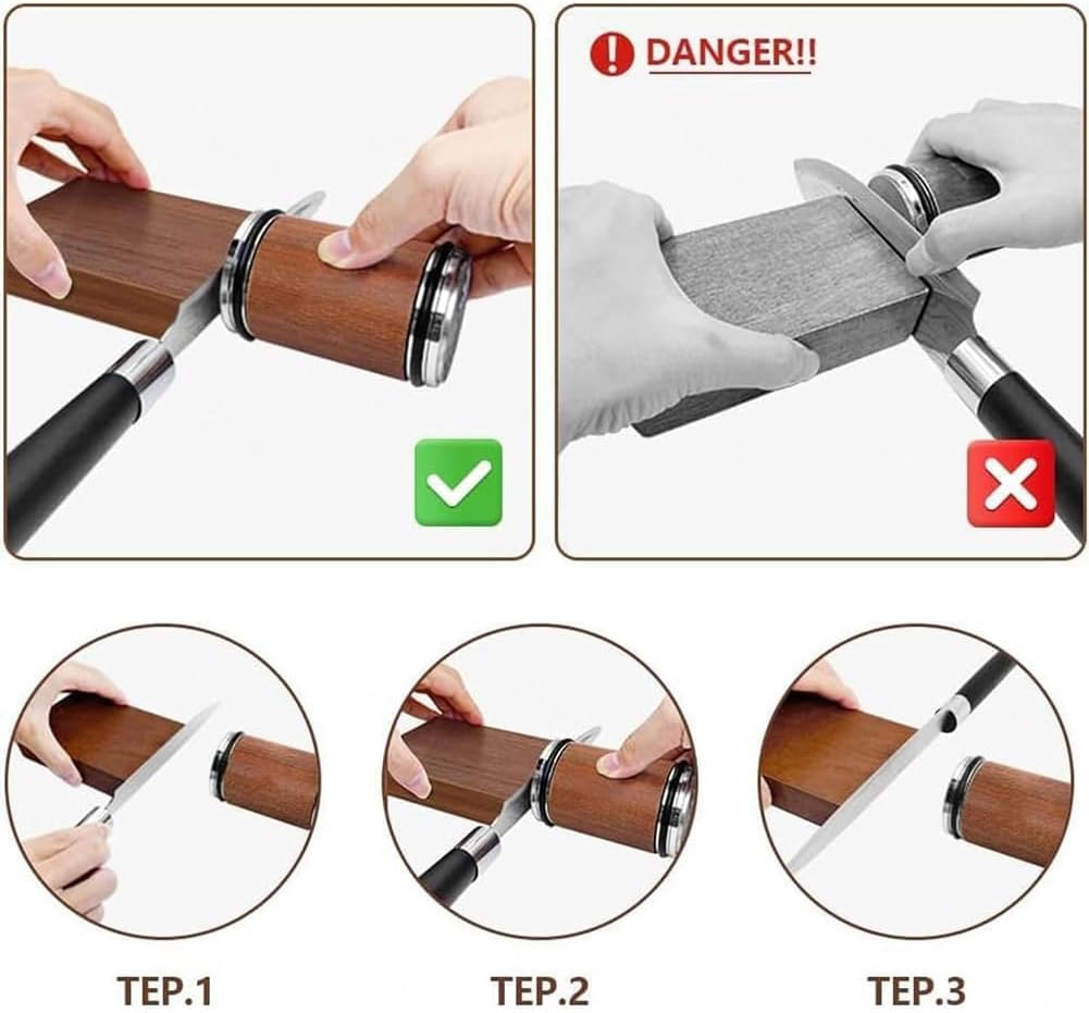 Tumbler Rolling Knife Sharpener with Diamond, Knife Sharpening Set, Rolling Knife Sharpening for Kitchen Knives, Knife Sharpener Kit Offers 15-20 Degree Sharpening for Chef'S Knife Sets, Scissors image number 2