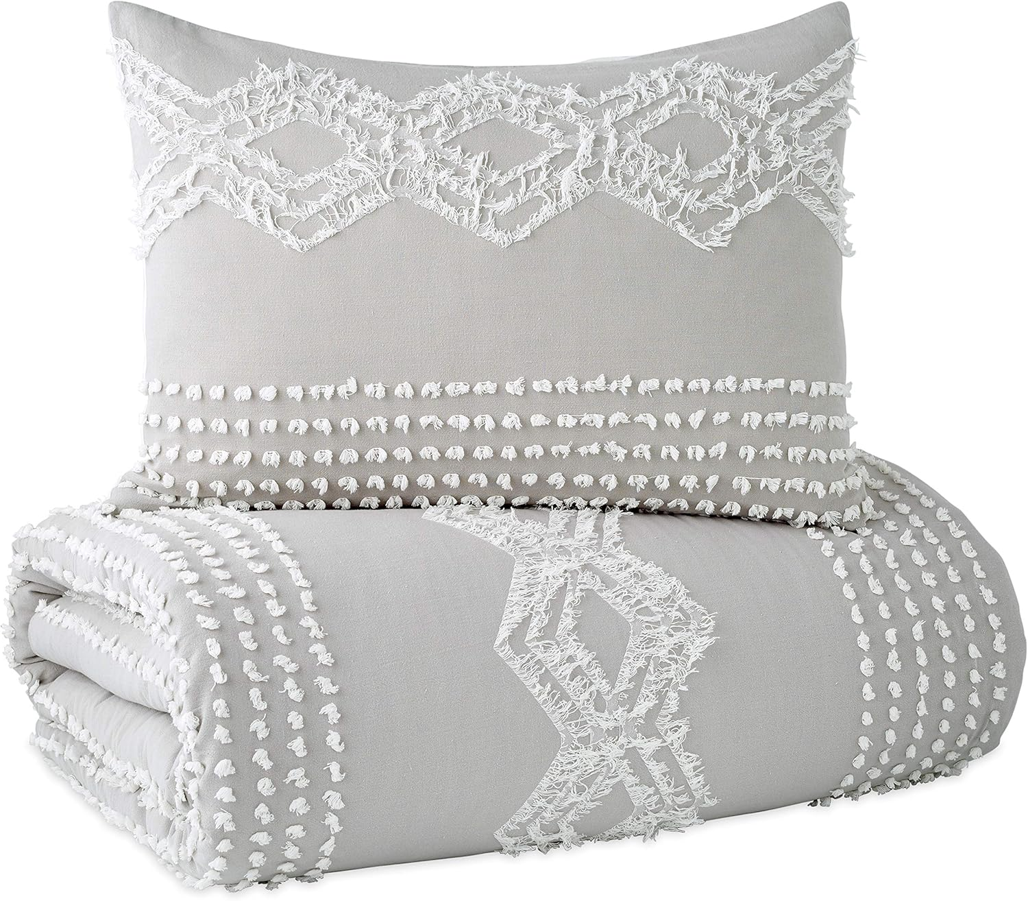 Cut Geo 100% Cotton Pillow Sham, Standard, Grey