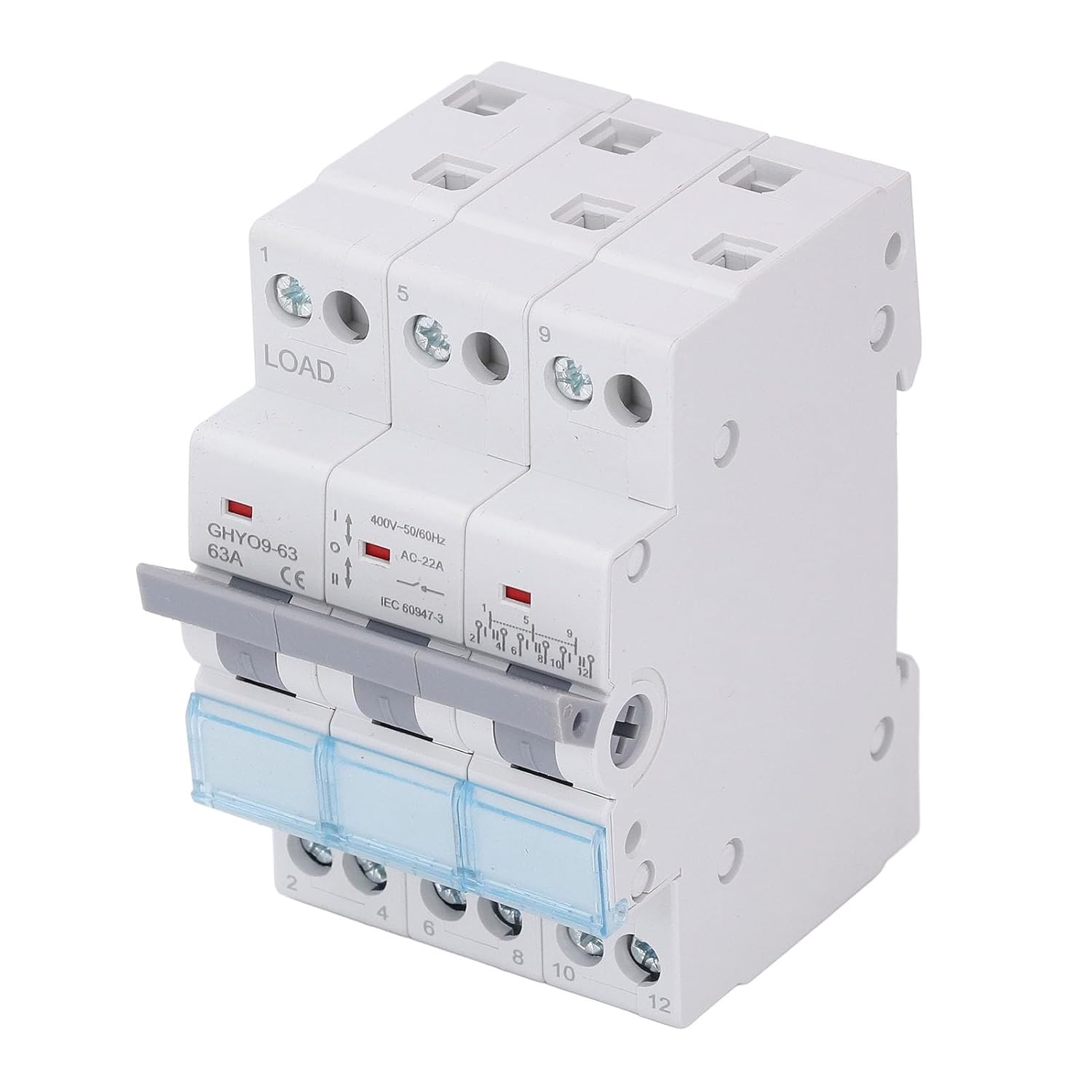 Power Transfer Isolation Switch, Manual Conversion Switch 63A 400V with Overload and Short Circuit Guard, 45Mm Cutout Front Face Mounting image number 5