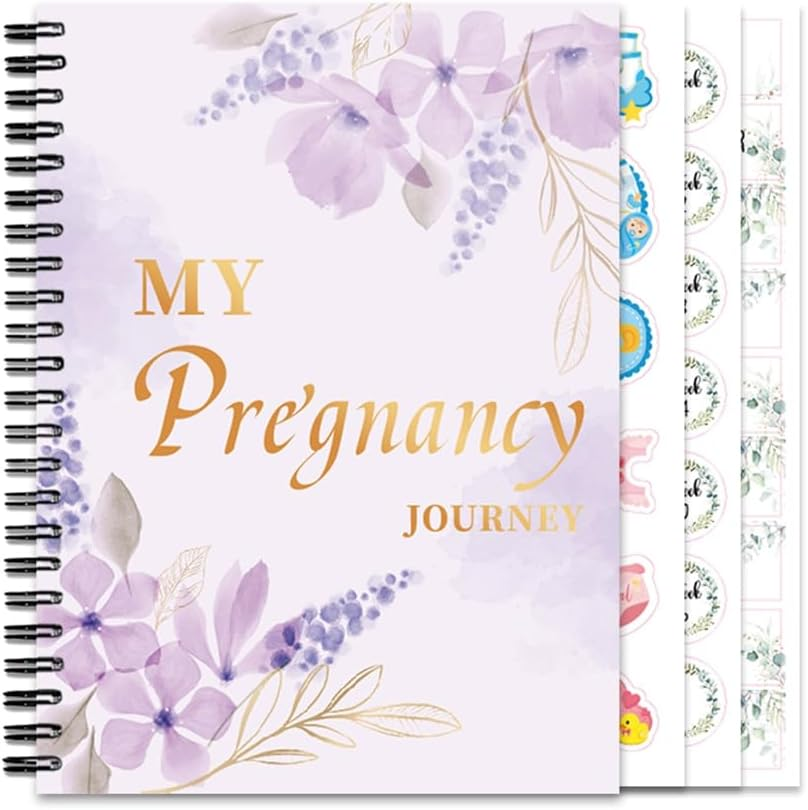 My Pregnancy Journey Book with Cartoon Stickers Hardcover Pregnancy Journal Book Pregnancy Planner Baby Memory Notebook image number 5