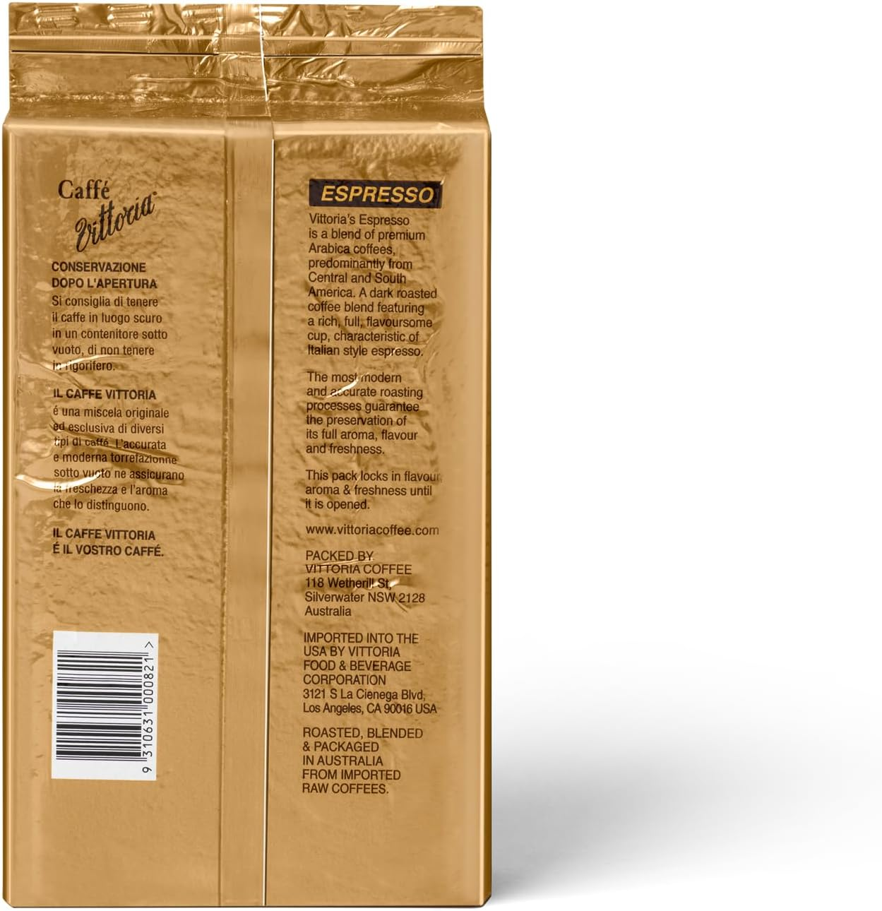 Vittoria Coffee Espresso 100% Arabica Ground Coffee 1Kg. Dark Roasted, Perfect for Filter Machines, Pour Over, Chemex, Plunger. image number 4