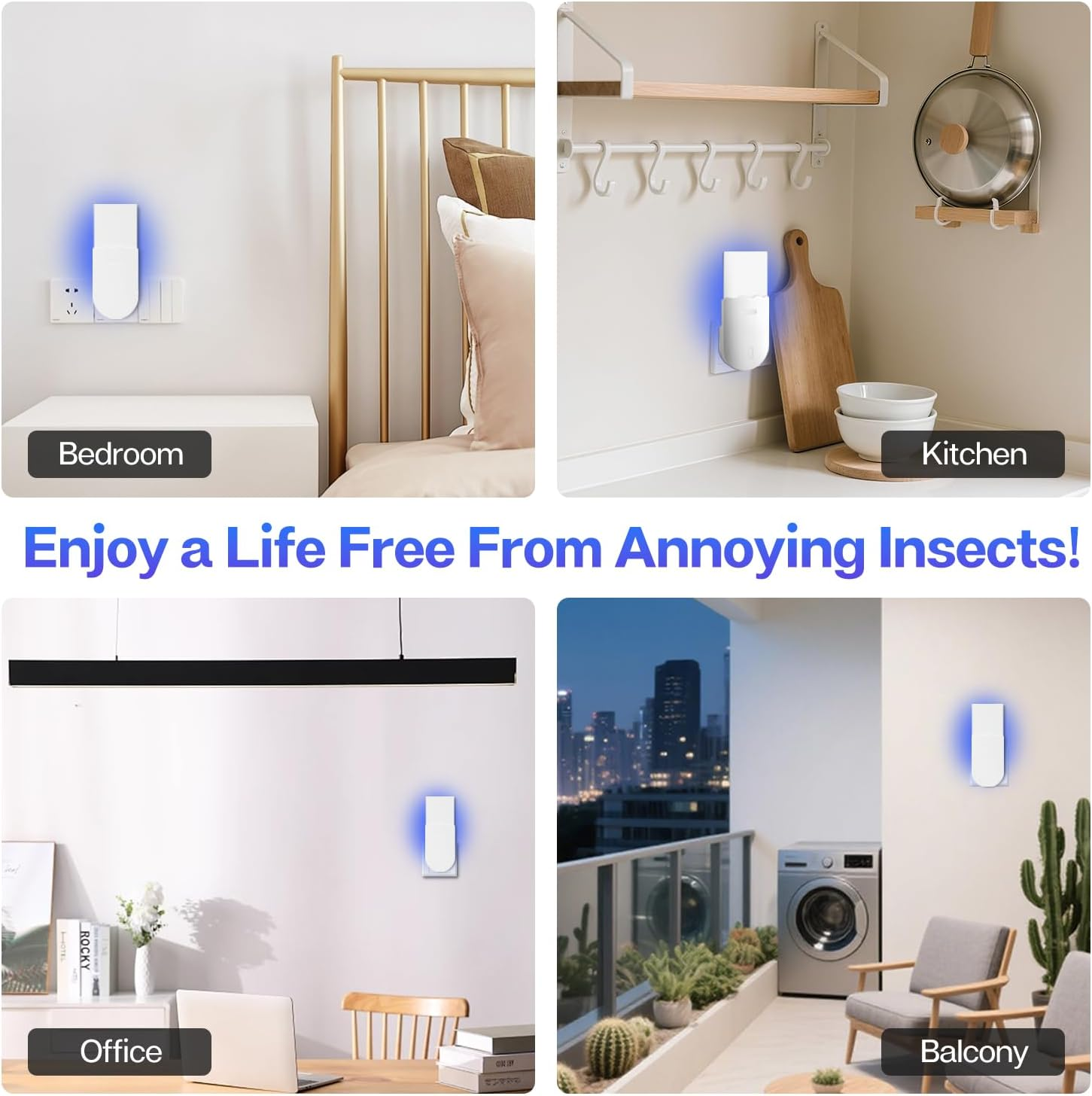 Necomi Flying Insect Trap, 2-In-1 Plug-In Mosquito Killer, with Nighttime UV Light Capture Flies, Adjustable Brightness, Suitable for Flies, Fruit Flies, and Moths, 1 Device + 5 Adhesive Cards (1PCS image number 1