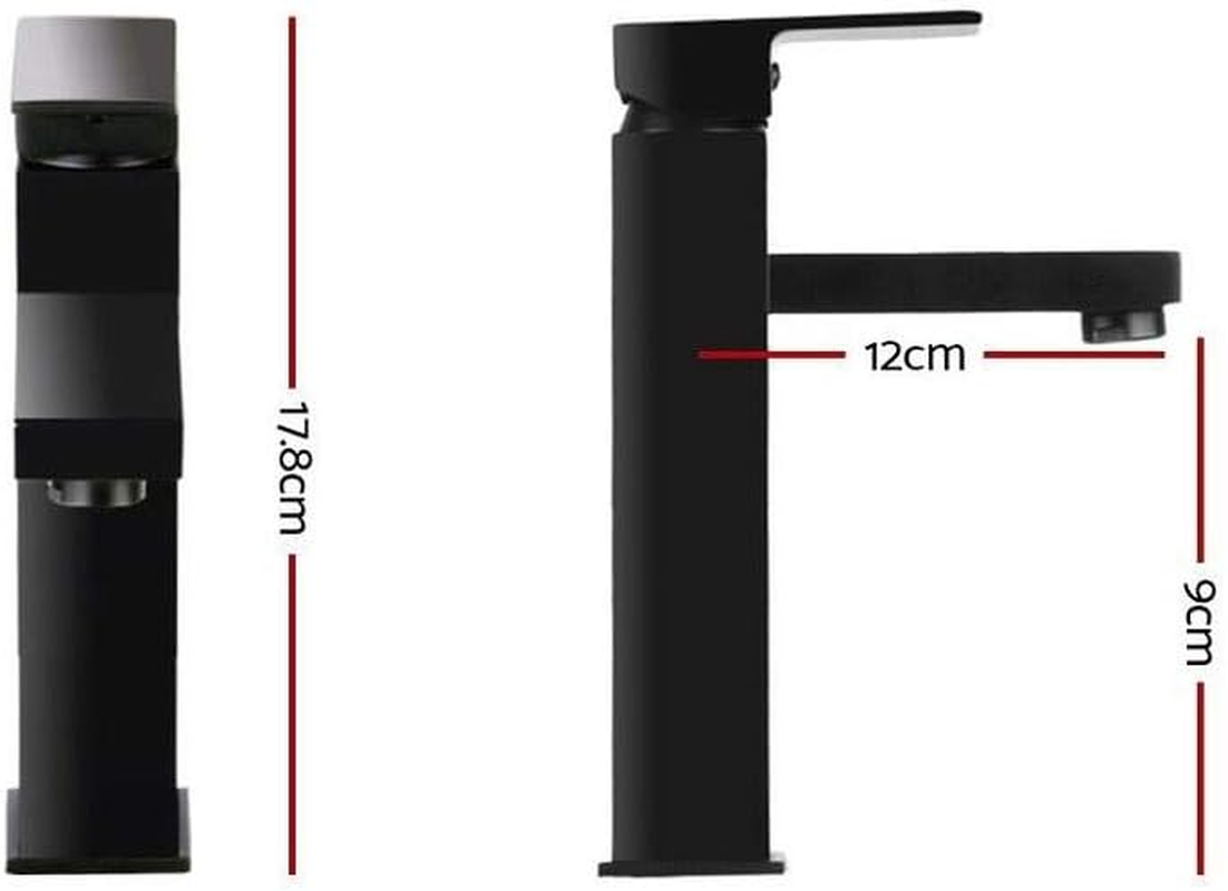 Cefito Basin Mixer Tap, 6L/Min Bathroom Taps Filter Swivel Brass Faucet Kitchen Sink Water Faucets Spray Head Bath Fixtures Home Laundry Vanity Improvement, Hot and Cold Switch Black image number 2