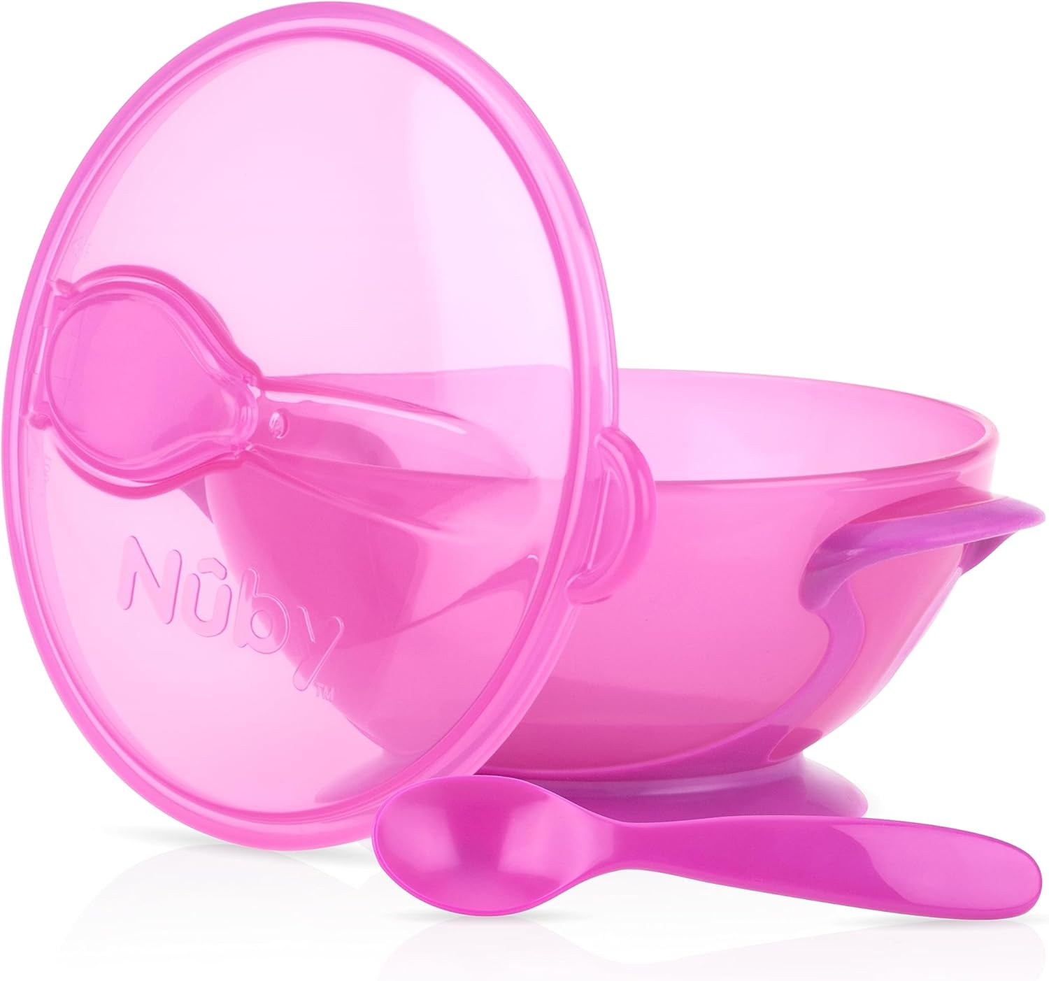 Nuby Easy Go Suction Bowl with Lid and Snap-In Spoon, Colors May Vary image number 1