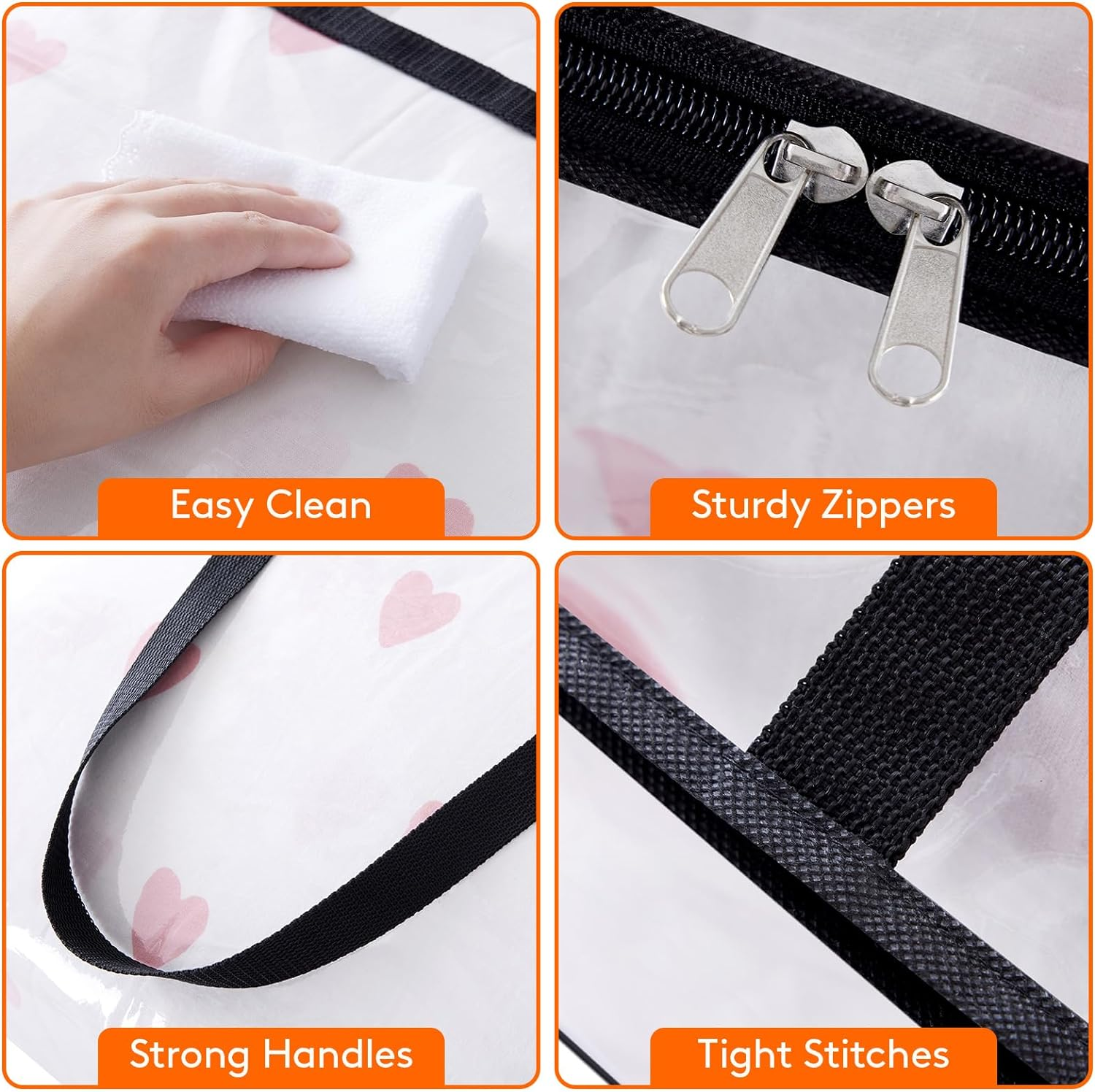 Lifewit 4 Pack Clear Plastic Storage Bags, 40L Foldable Clothes Storage Boxes Wardrobe Organizer Moving Bags with Reinforced Handle for Loft Wardrobe for Bedding Clothes Blanket Duvet image number 5