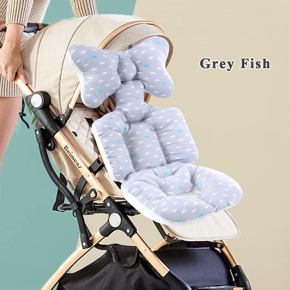 Baby Seat Pad Stroller Liner Universal 3D Air Mesh Breathable Car High Chair Cushion for Infant Soft Padding,Baby Carrier,Pram Non Slip Cushion for Baby Kid Toddler Infants (Grey Fish) image number 3