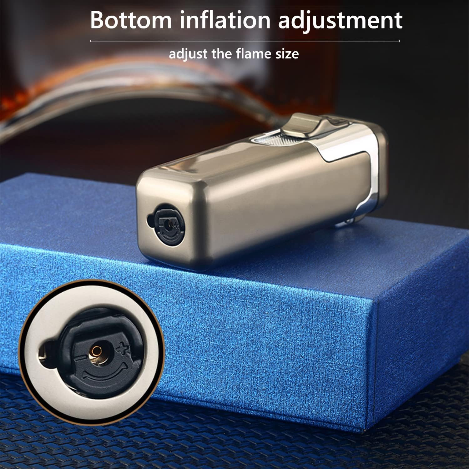 Gifts for Men, Torch Lighter, Quad 4 Jet Flame Cigar Lighter, Refillable Butane Lighter Windproof Multi Utility Lighter for Candle, Grill, Fireworks, Camping (Without Fuel) in Gift Box Matt Black