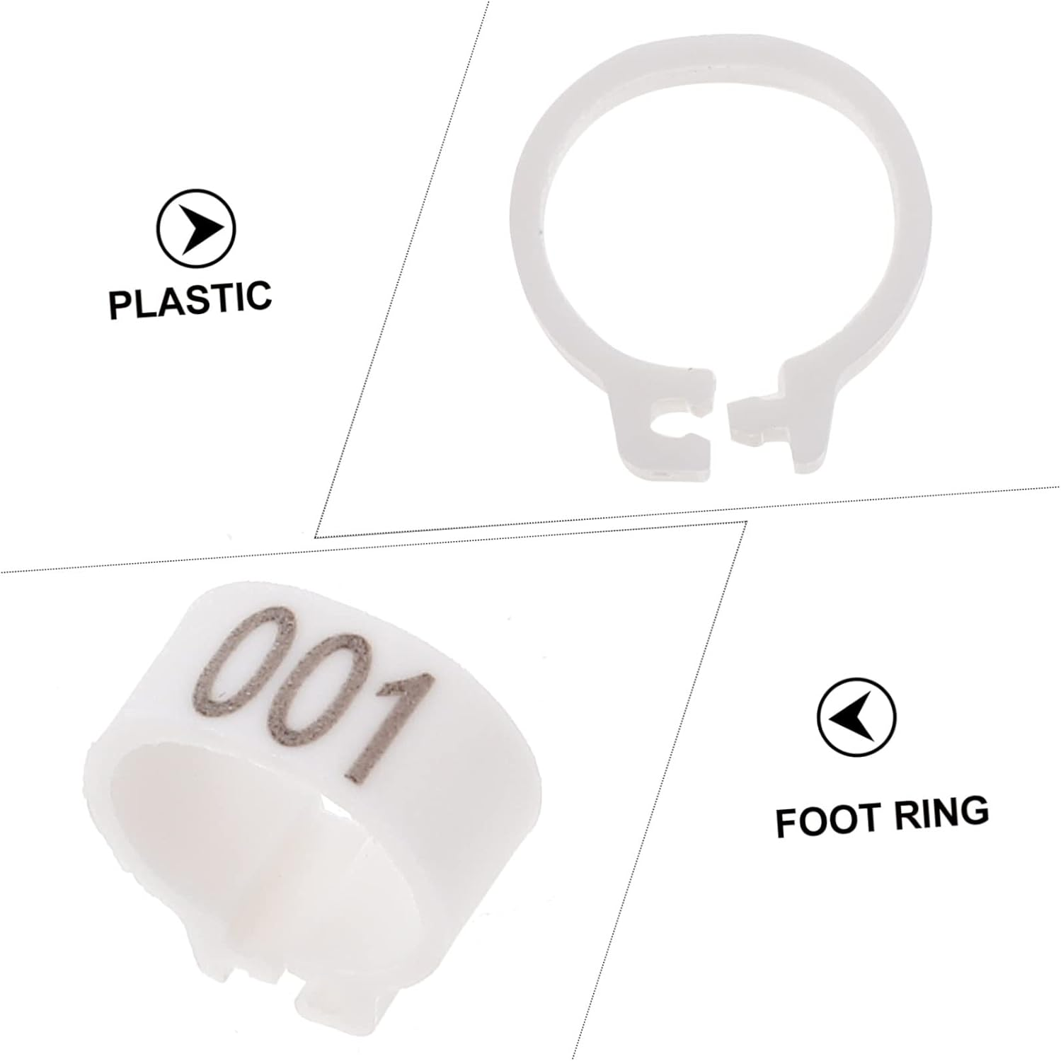 Beavorty 100Pcs Digital Foot Ring Pigeon Foot Ring Numbered Bird Leg Pigeon Identification Bands for Bird Poultry Leg Bands image number 2