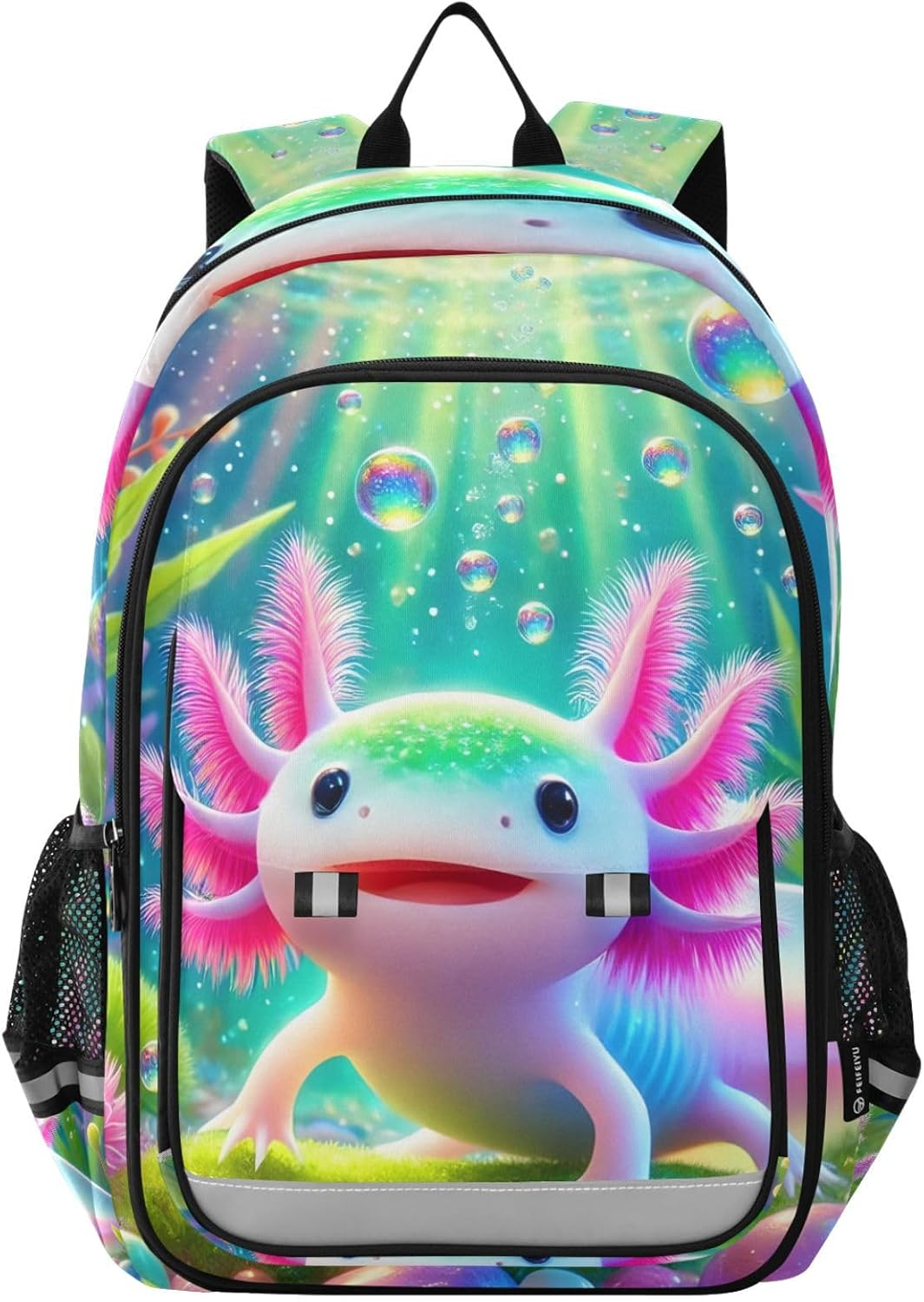 RPLIFE Cute Pink Axolotl Colorful Kids Book Bag, Backpack Chest Strap Kids, Girls Big Backpack, Cute Pink Axolotl Colorful, One Size, Traditional Backpacks image number 4