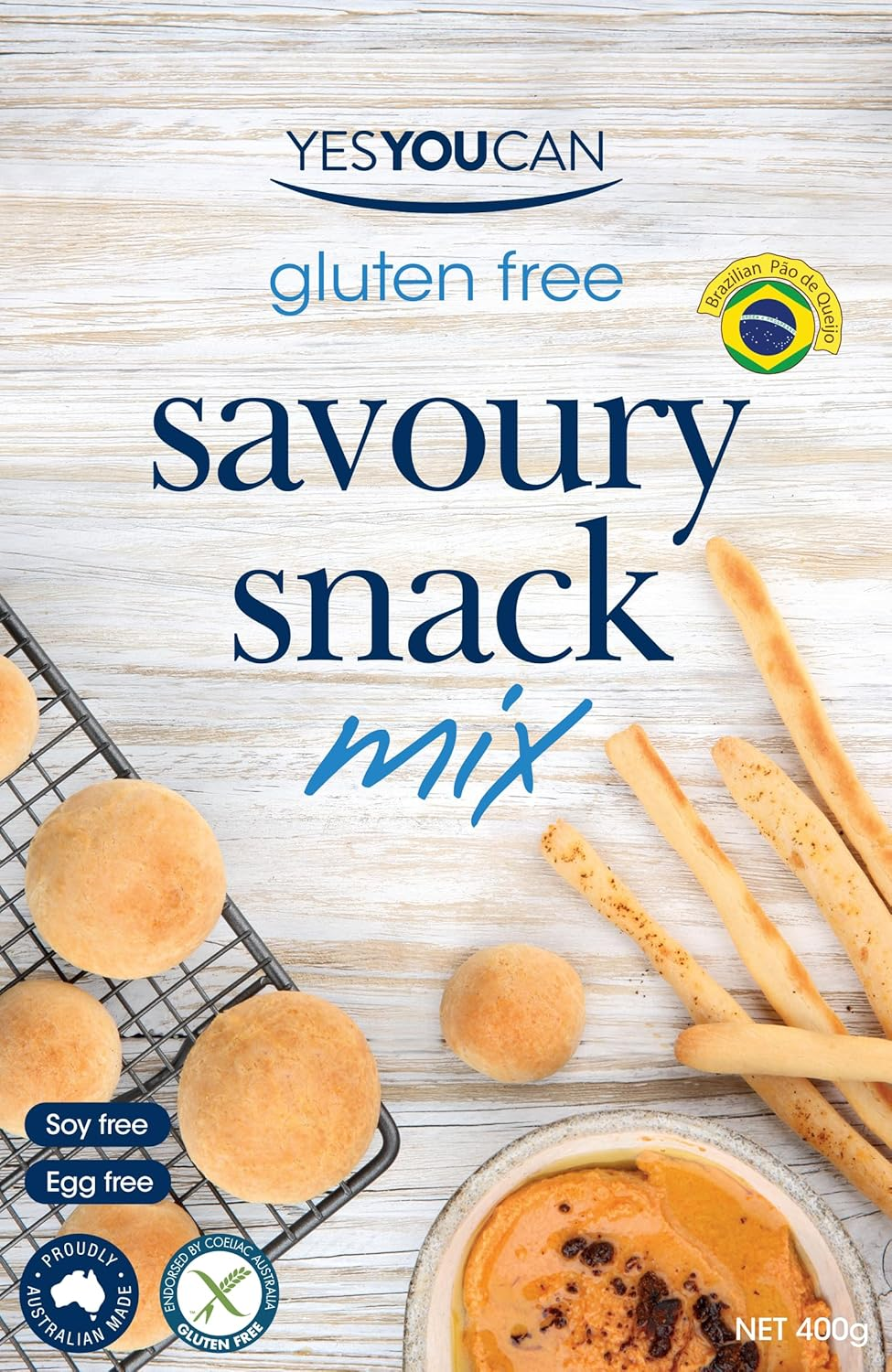 Yesyoucan Savoury Snack Mix - Pao De Queijo - 1 X 400G Pack. Gluten Free, Soy Free and Egg Free - Cheese Bread Snacks image number 6