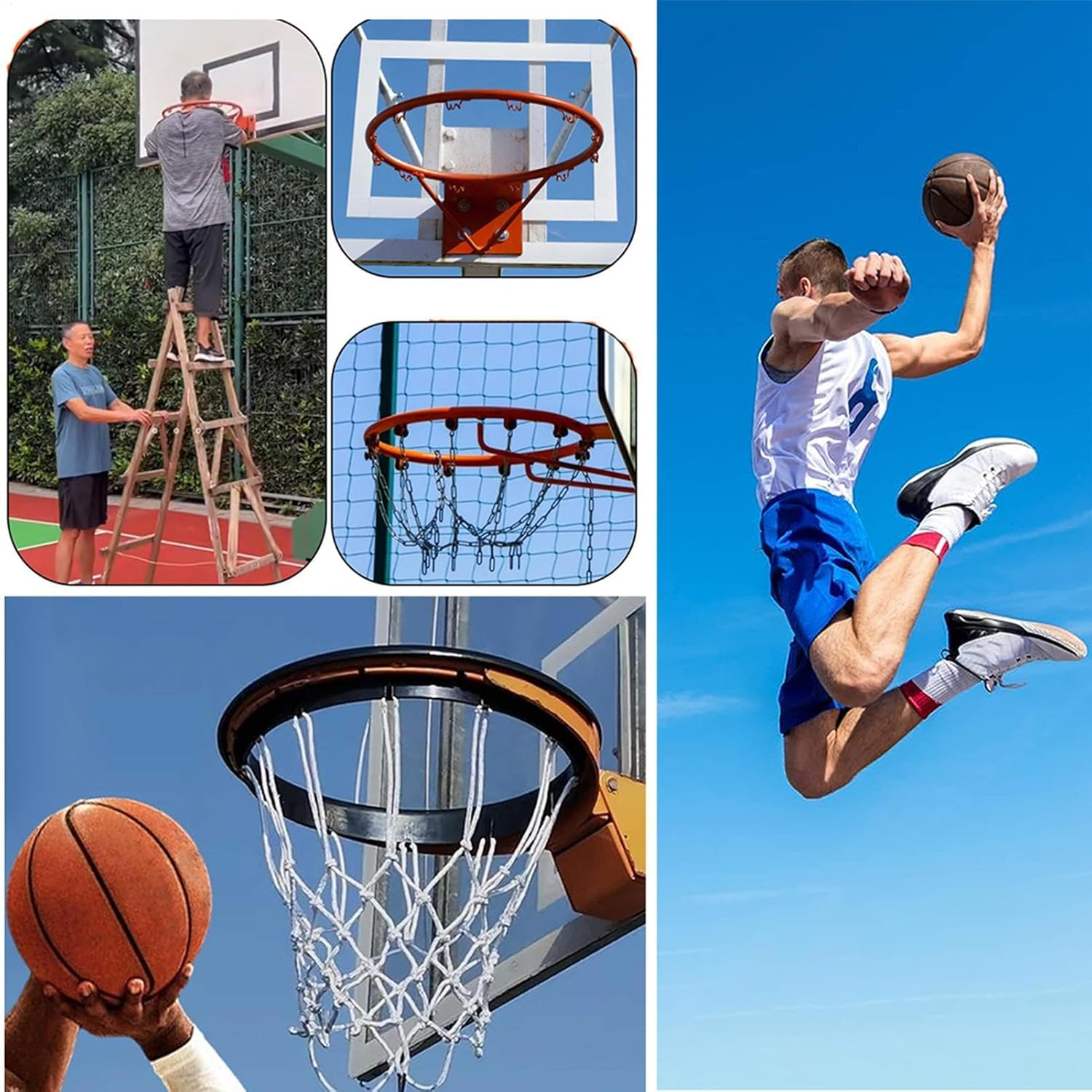 Basketball Hoop Net All Weather Basketball Net Replacement Basketball Accessories Fits Standard Indoor or Outdoor image number 3
