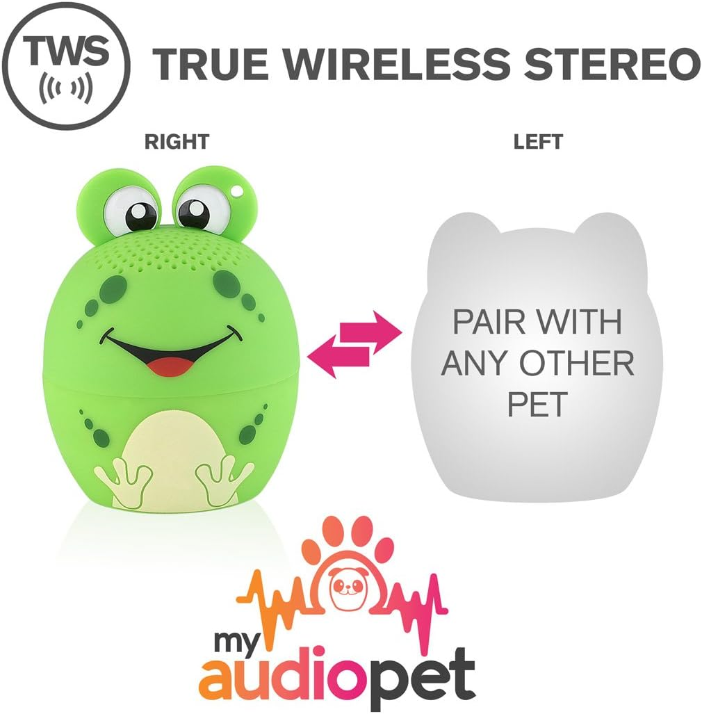 My Audio Pet Frog Mini Bluetooth Animal Wireless Speaker for Kids of All Ages - True Wireless Stereo Technology - Pair with Another TWS Pet for Powerful Rich Room-Filling Sound - (Ampedphibian) - Pandamonium 2018 image number 2
