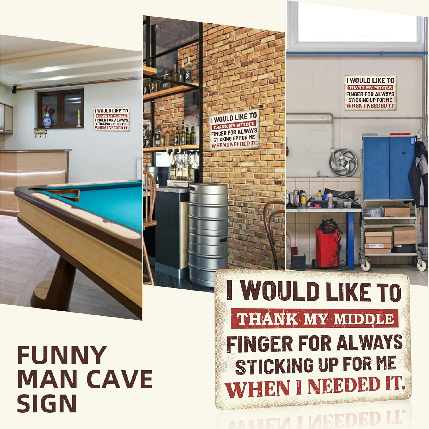 Rousen Man Cave Decor, Funny Bar Signs, Cool Stuff for Men, Sarcastic Tin Signs, Suitable for Garage, Cafe, Office, Kitchen, Home Bar, RV, Aluminum Sign 12X8 Inch, 4 Holes for Easy Hanging image number 4