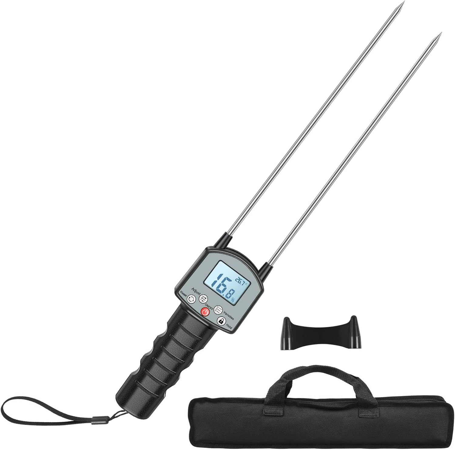 Wood Sawdust Meter, Hay Moisture Tester with Dual Probe, LED Display Hay Moisture Meter Accurate Measurement, Forage Humidity Tester for Alfalfa Forage Orchard Grass image number 3