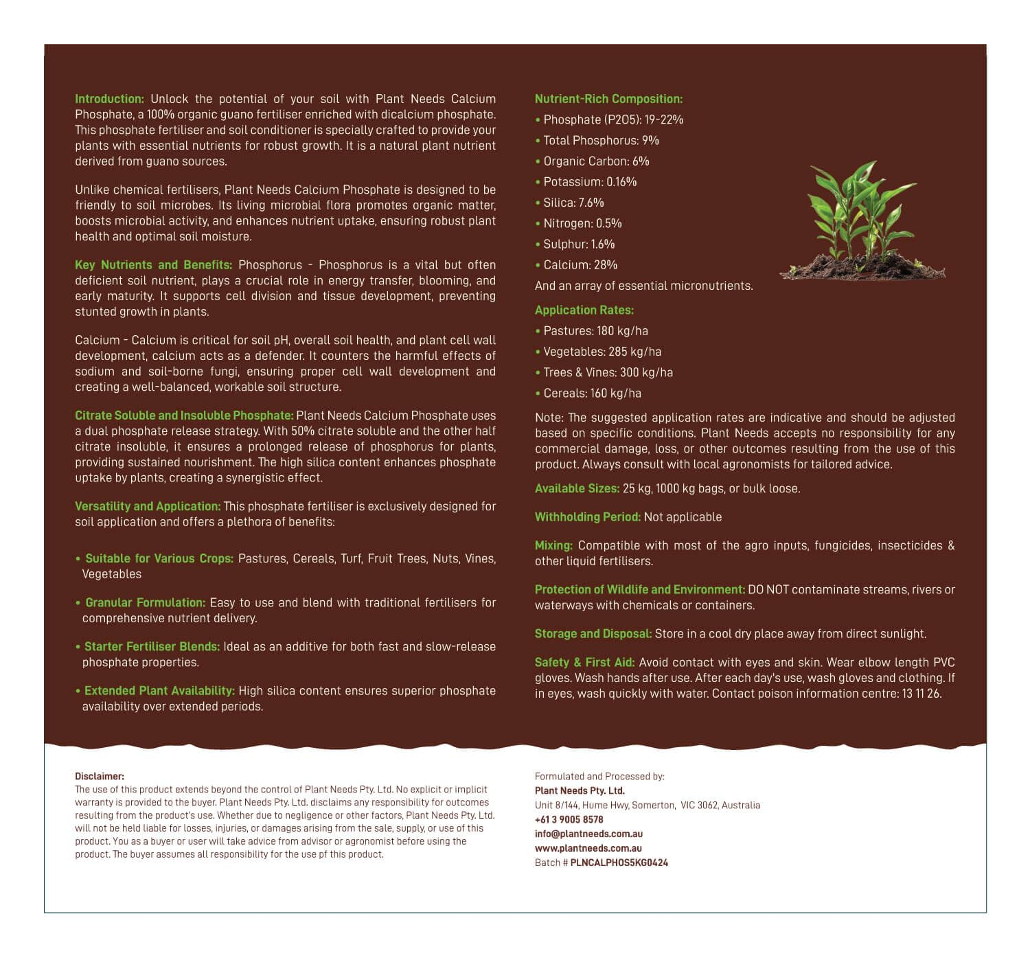 Plant Needs Calcium Phosphate 5 Kg | Guano Fertiliser | Dicalcium Phosphate | High Phosphate Plant Fertiliser | Calcium and Phosphorus Fertiliser image number 1