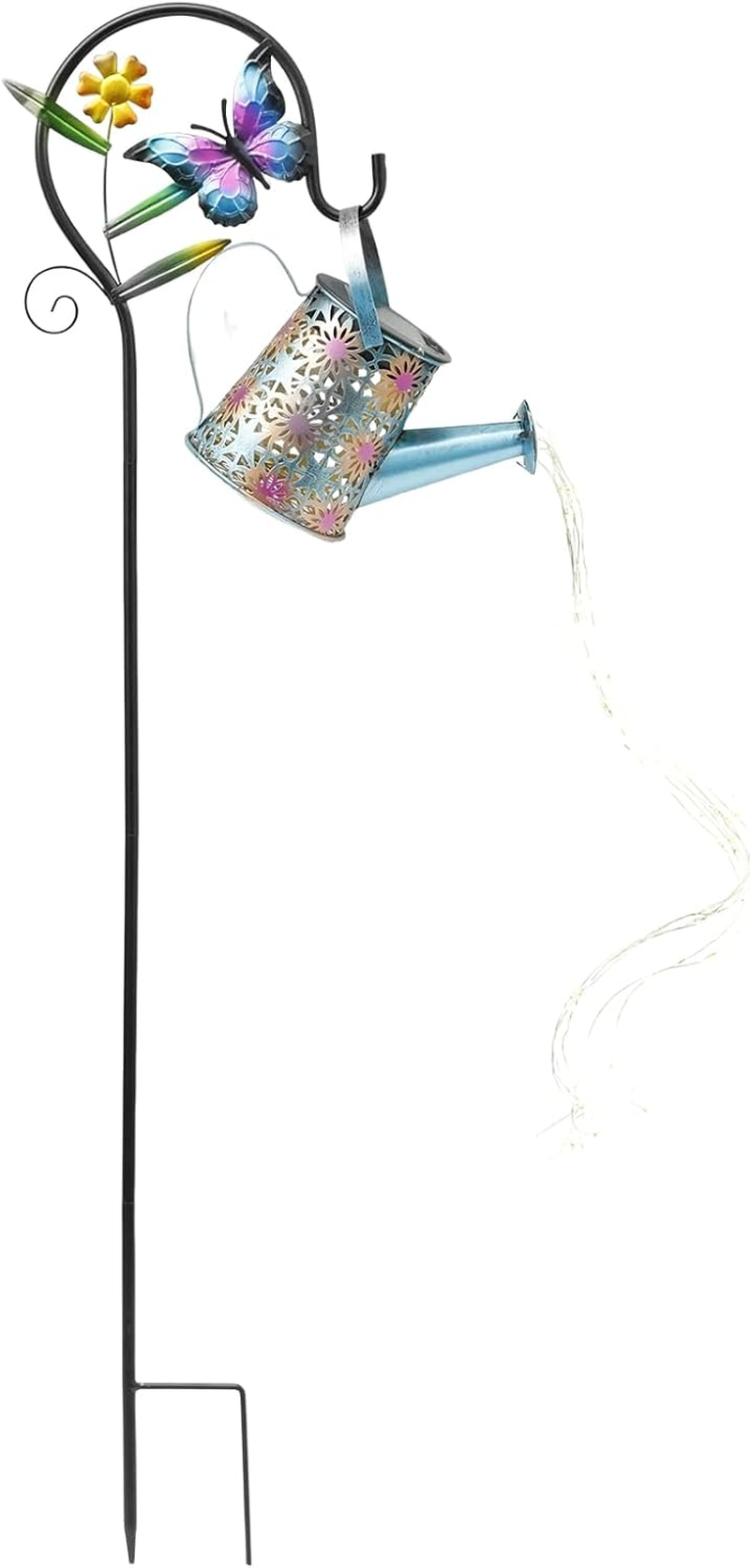 Solar Watering Can Light Solar Garden Lights Waterproof Rustproof Retro Metal Hanging Solar Lantern Outdoor Decor with Shepherd Hook with 2 Modes for Garden Porch Lawn Driveway Backyard Pathway image number 2