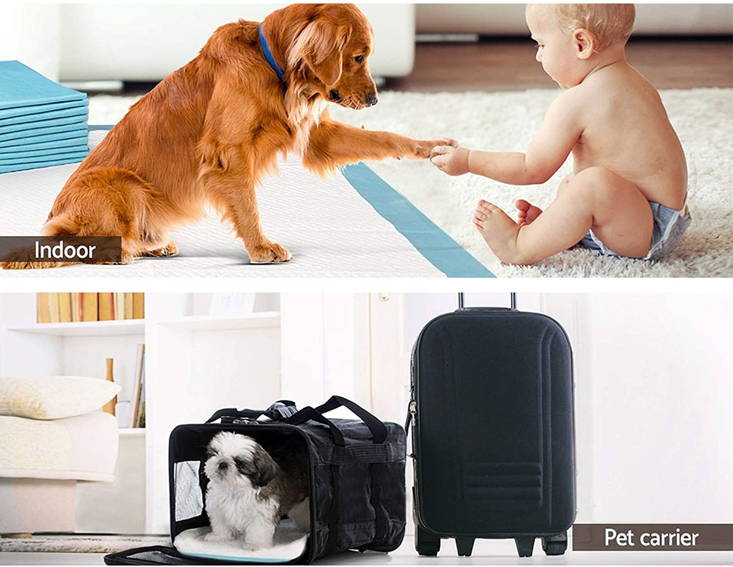 I.Pet Pet Training Pads, 400PCS Leak-Proof Puppy Pad Toilet Dog Pee Padding Mat Dogs Cat Mats Indoor, 60X60Cm Super Absorbent for Pets Puppies Cats Rabbit Blue image number 1