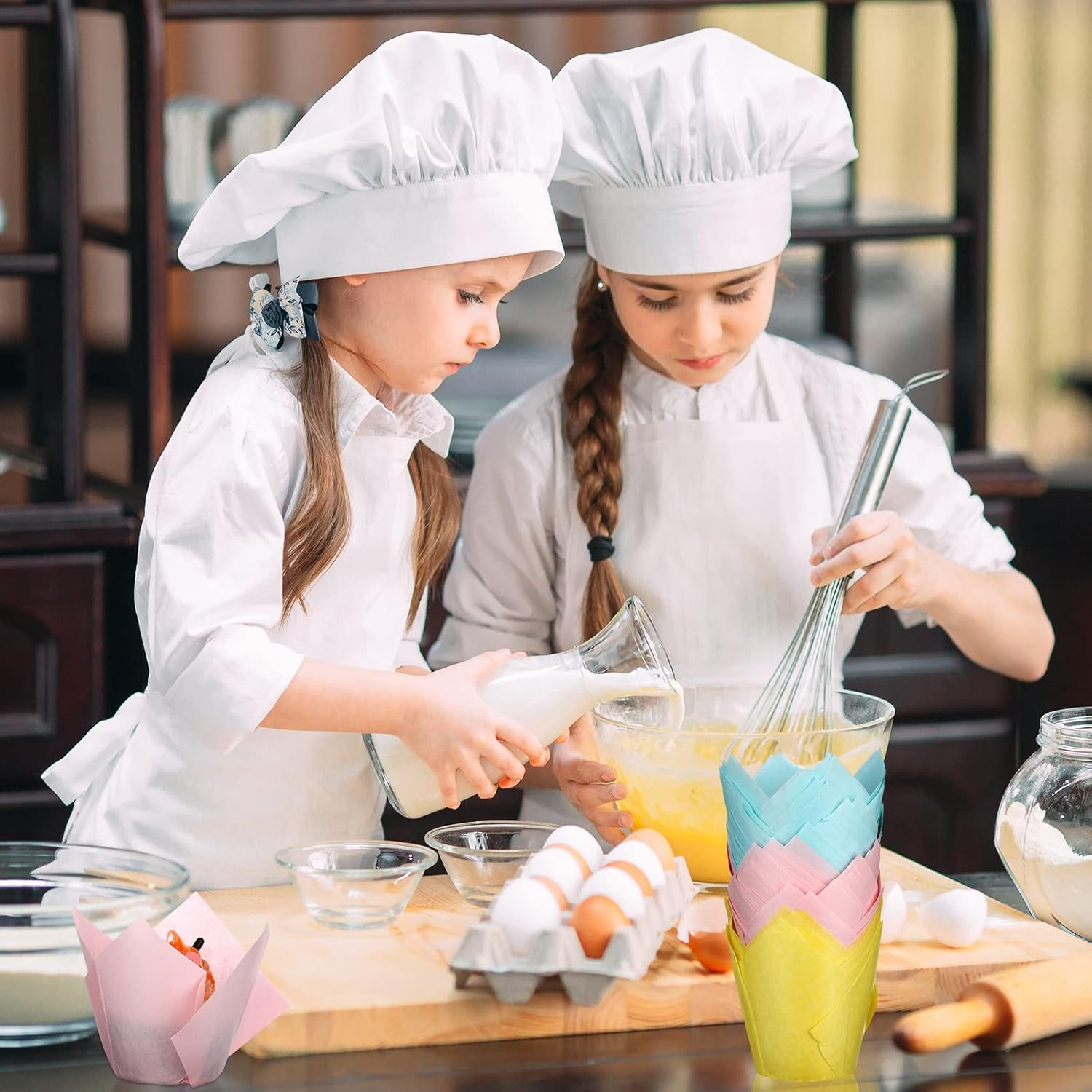 600 Pcs Baking Cups Tulip Cupcake Liners Wrappers Printed Muffin Baking Cups Holders Greaseproof Holders for Holiday Christmas Wedding Birthday Party image number 1