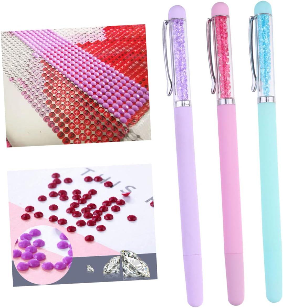 EXQUIMEUBLE 3Pcs Nail Point Pen Set for Manicure Rhinestones Picking Dotting Tools for Women DIY Nail Art with Purple Green Pink Pens for Precise Decoration image number 4