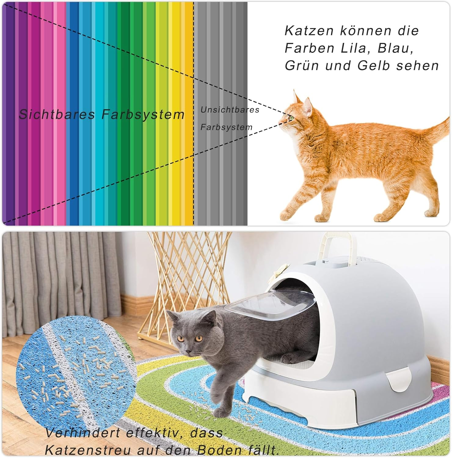 Cat Litter Mat Cat Litter Tray Mat XL 90 X 60 Cm Cat Litter Tray Mat Large Washable Cat Litter Tray Mats Non-Slip Traps for Cat Litter Trays Colourful image number 6