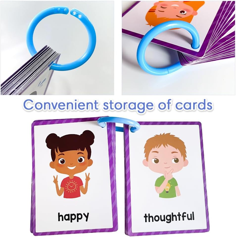 Lachilly Emotions Learning Flashcards, High Frequency Words, Beginning Reading, Kindergarten to 1St Grade, ESL Teaching Materials, Autism Learning Materials, Vocabulary Building, 15 Cards, 28 Words image number 5